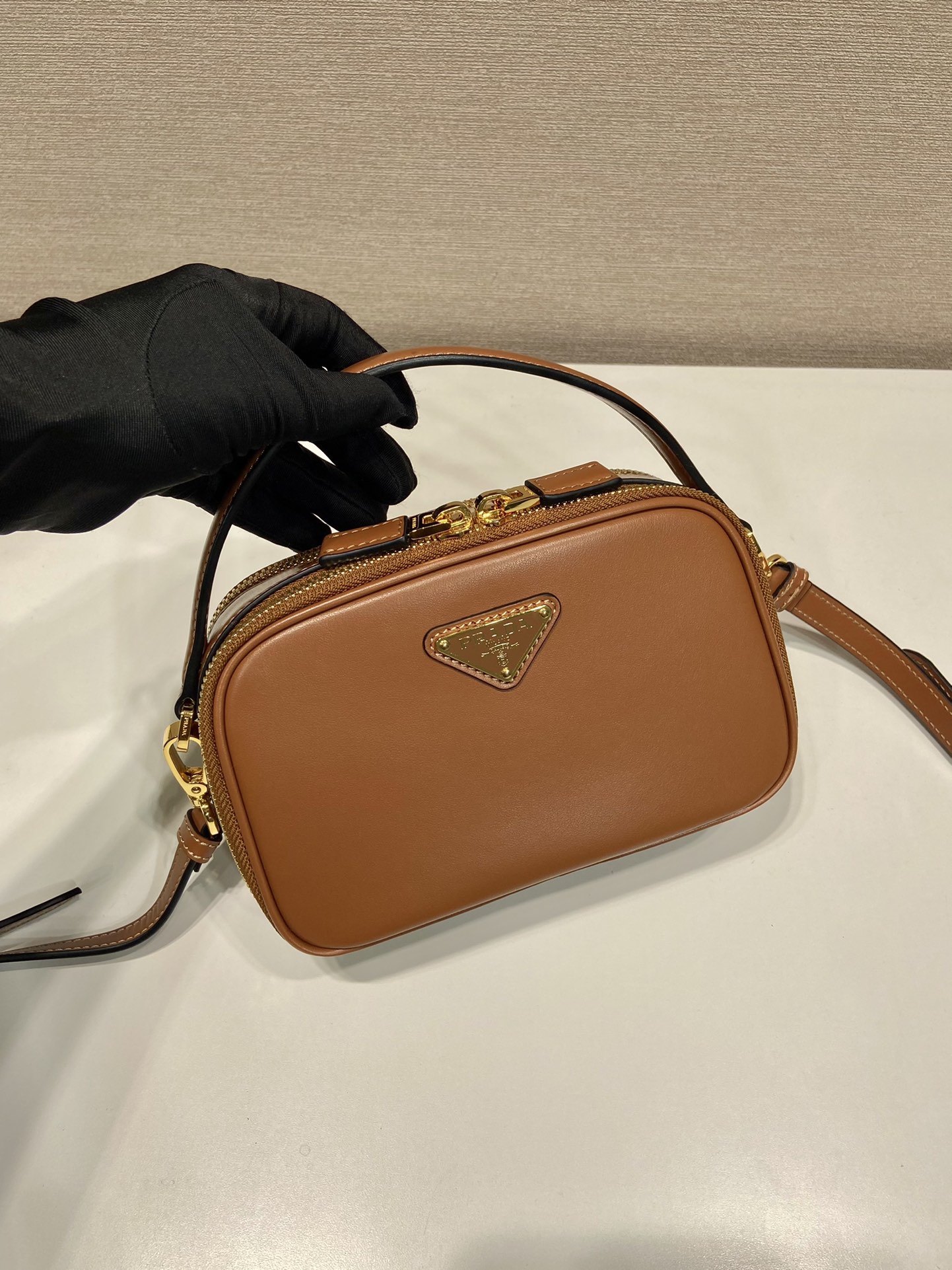 Bagsaaa Pra*a Odette leather mini-bag brown - 18.5*13*6.5cm
