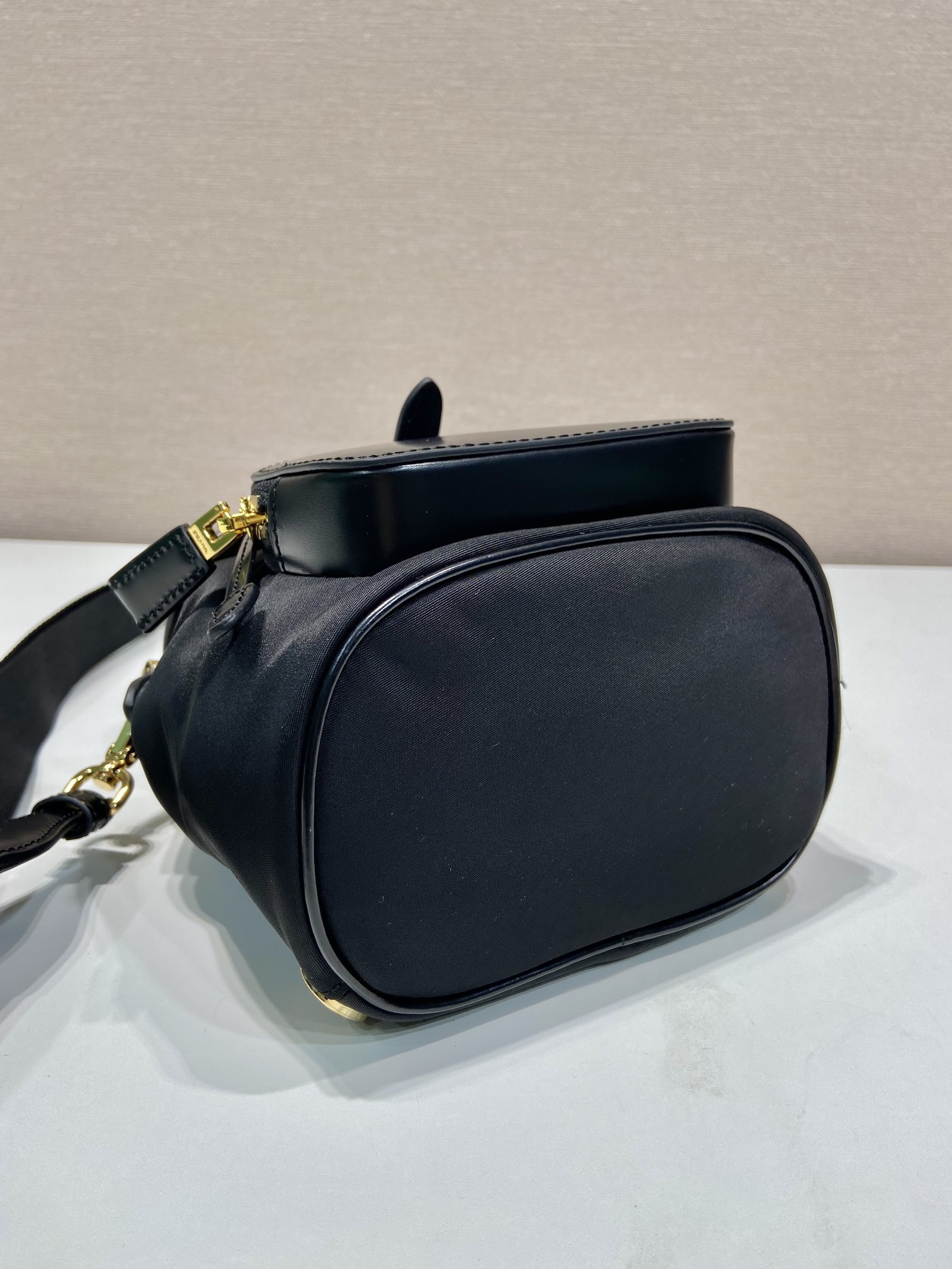 Bagsaaa Pra*a Small Re-Nylon and brushed leather backpack