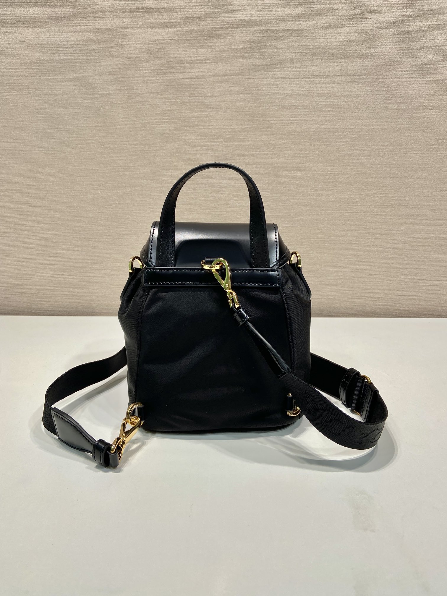 Bagsaaa Pra*a Small Re-Nylon and brushed leather backpack