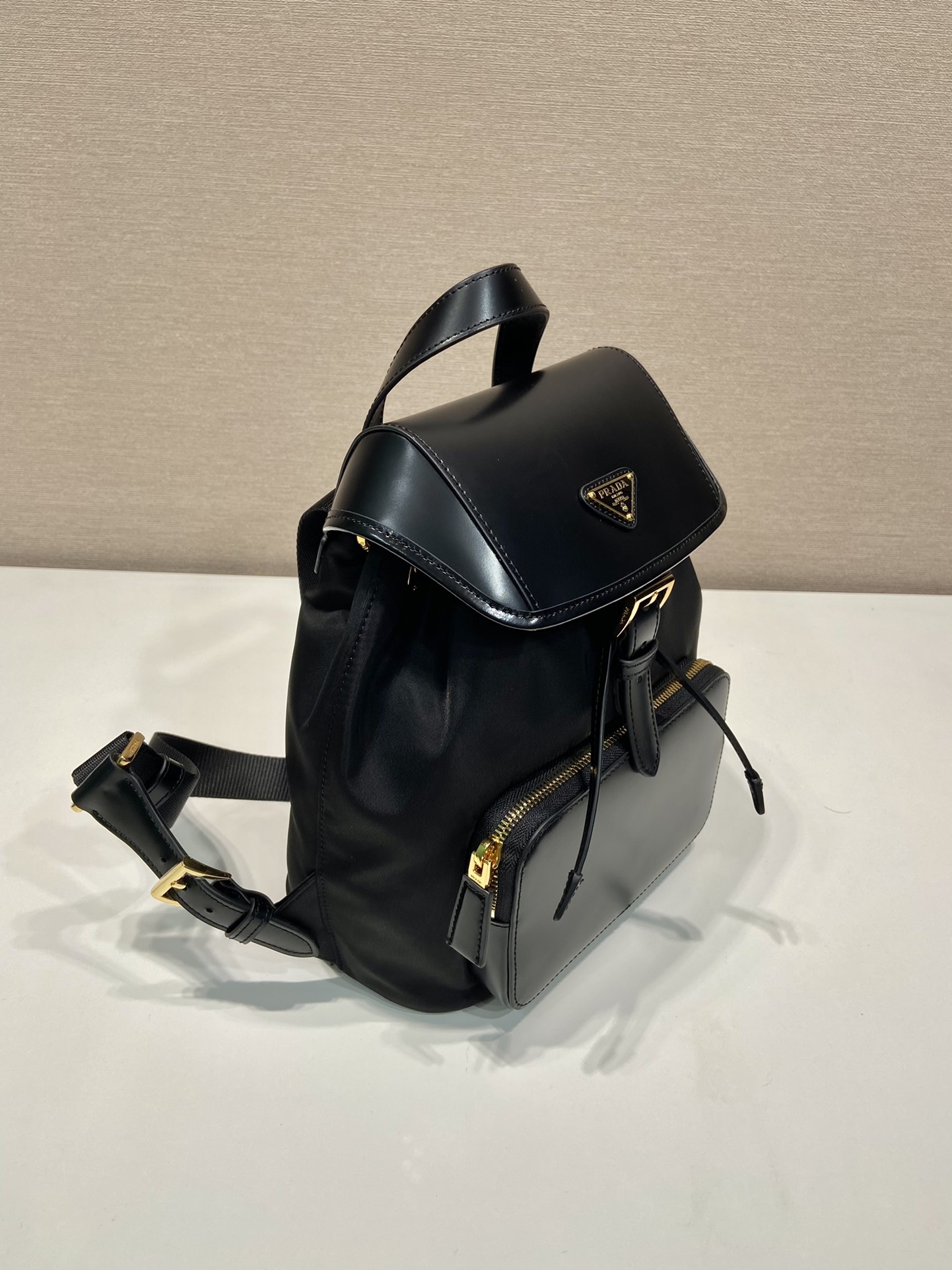 Bagsaaa Pra*a Medium Re-Nylon and brushed leather backpack