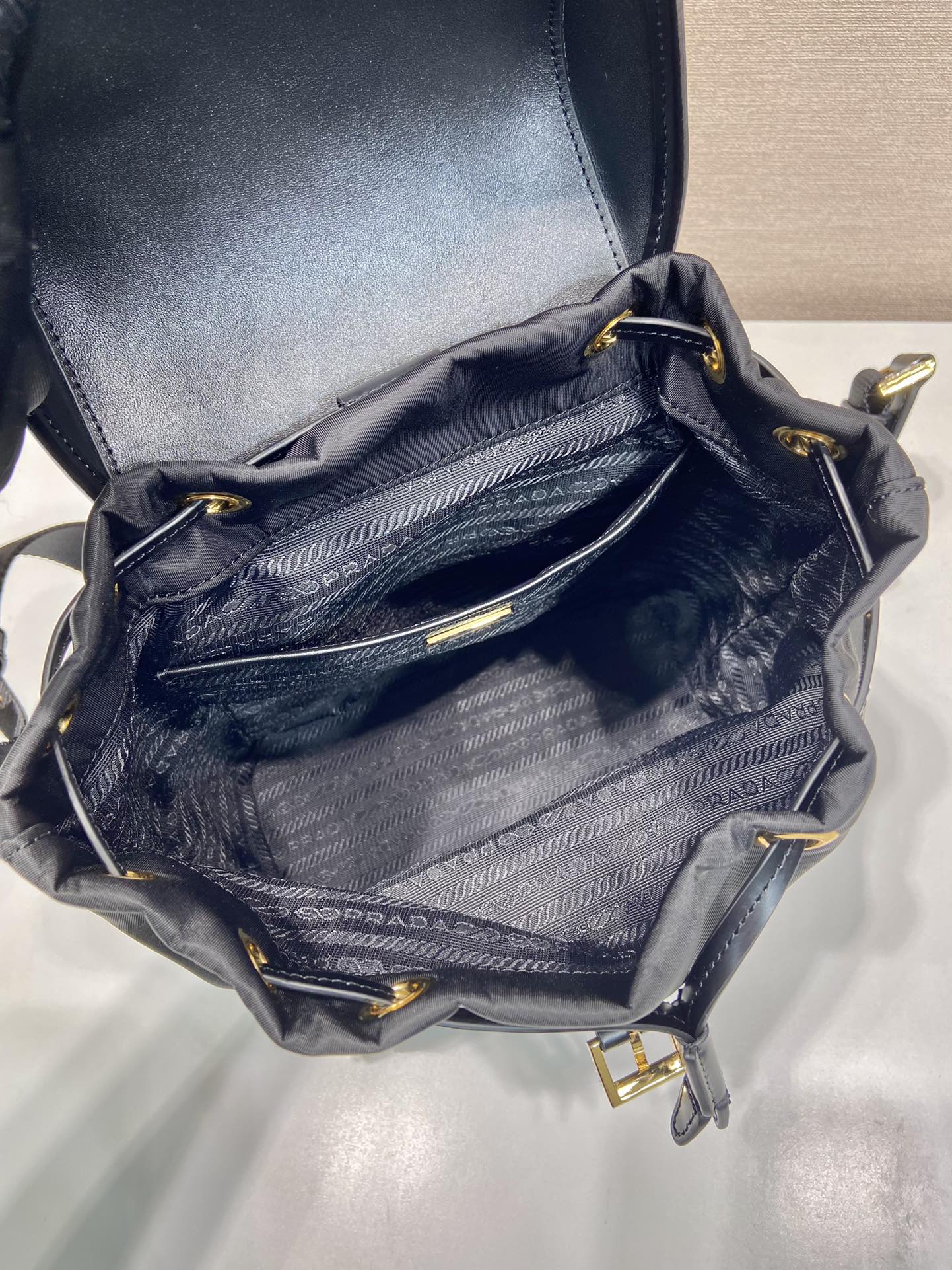 Bagsaaa Pra*a Medium Re-Nylon and brushed leather backpack