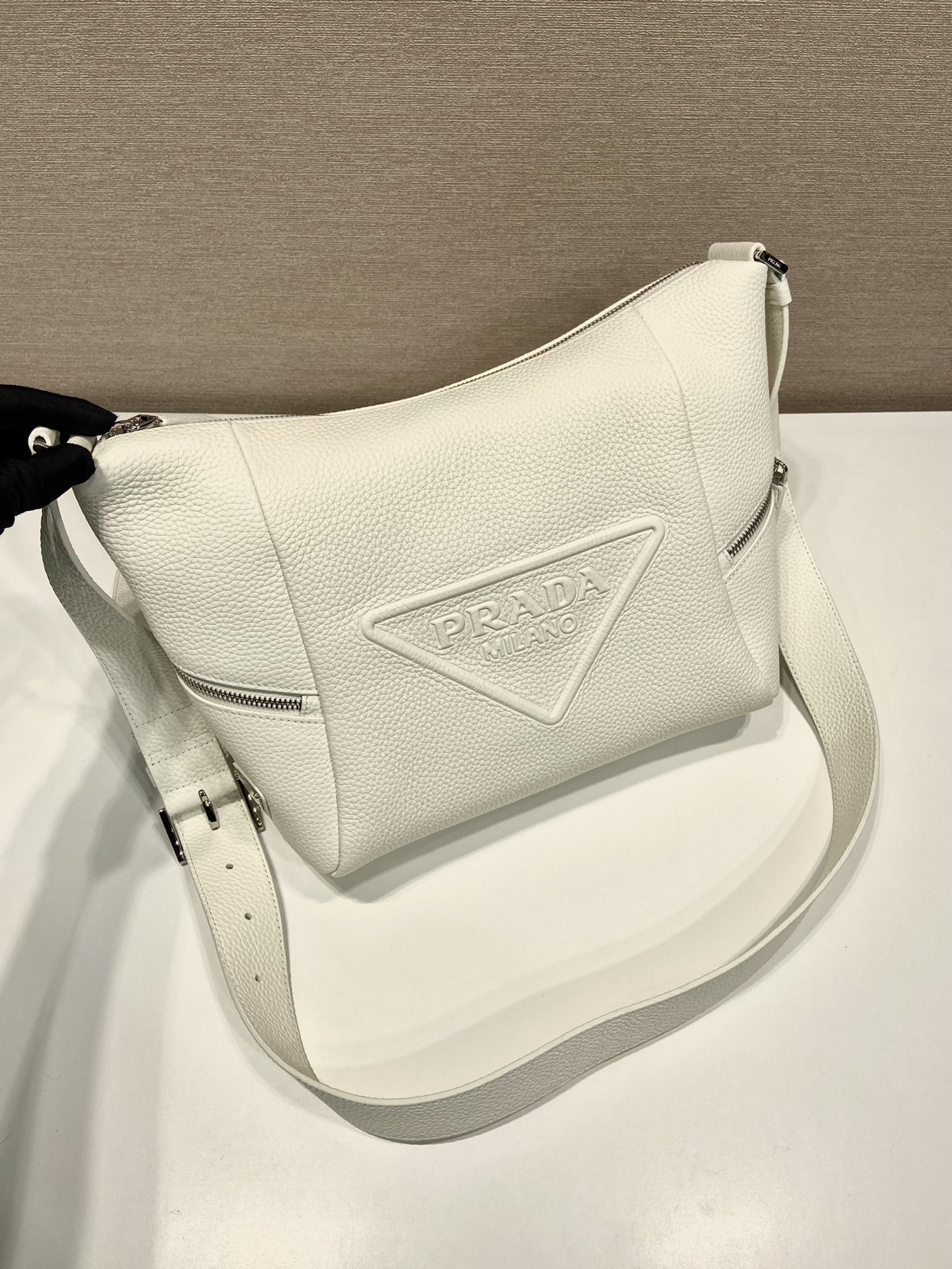 Bagsaaa Pra*a Leather bag with shoulder strap white - 26*23*11cm