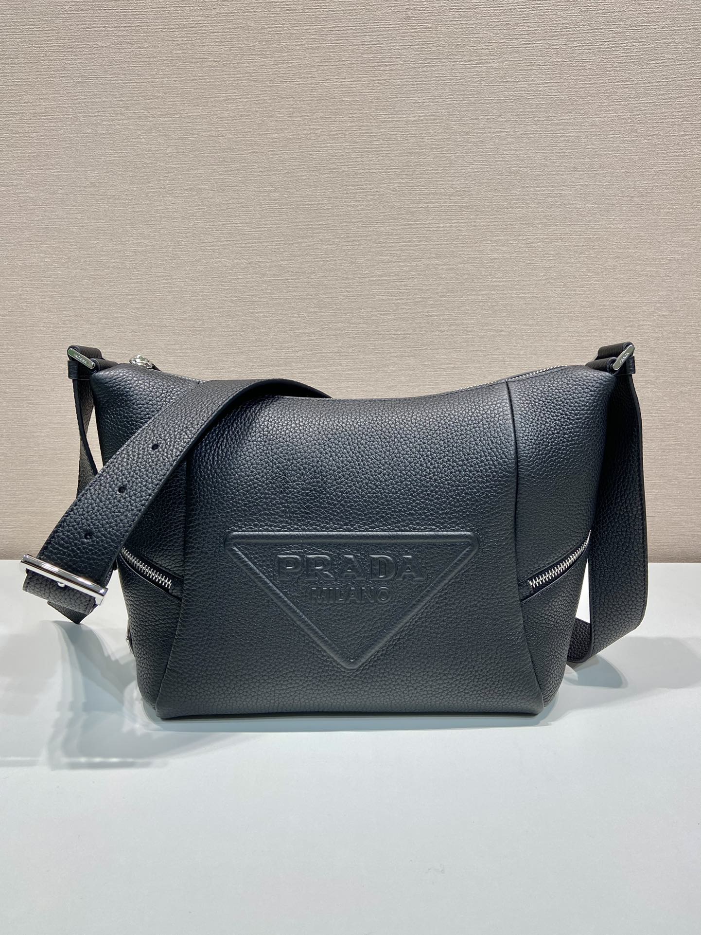 Bagsaaa Pra*a Leather bag with shoulder strap grey - 26*23*11cm