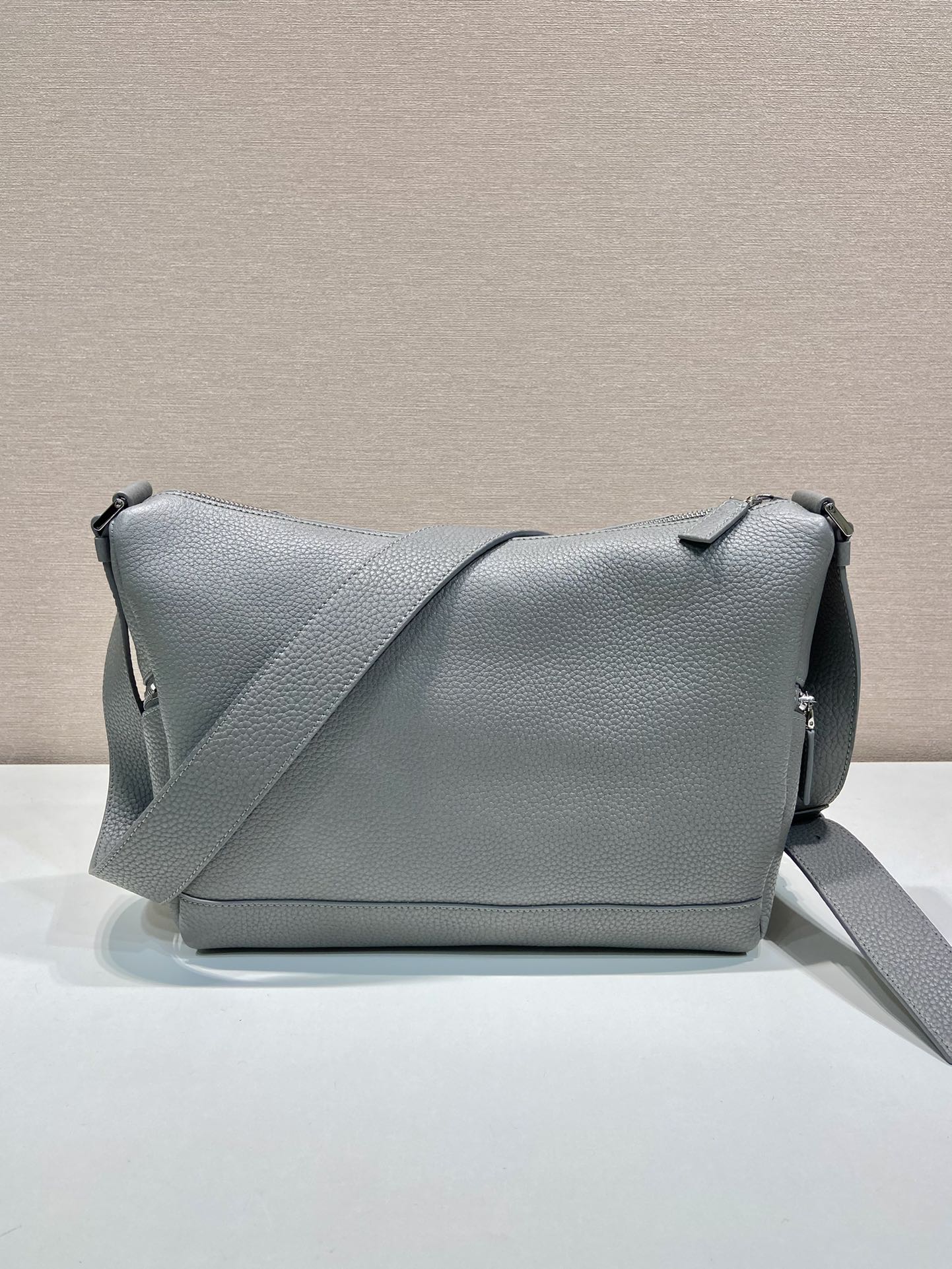 Bagsaaa Pra*a Leather bag with shoulder strap grey - 26*23*11cm