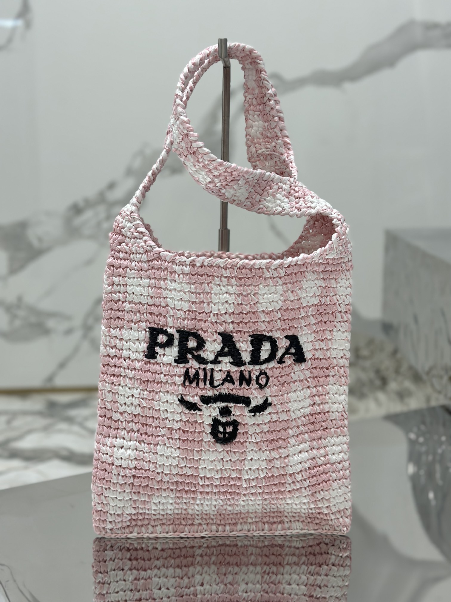 Bagsaaa Pra*a Crochet Tote Pink - 29*26CM