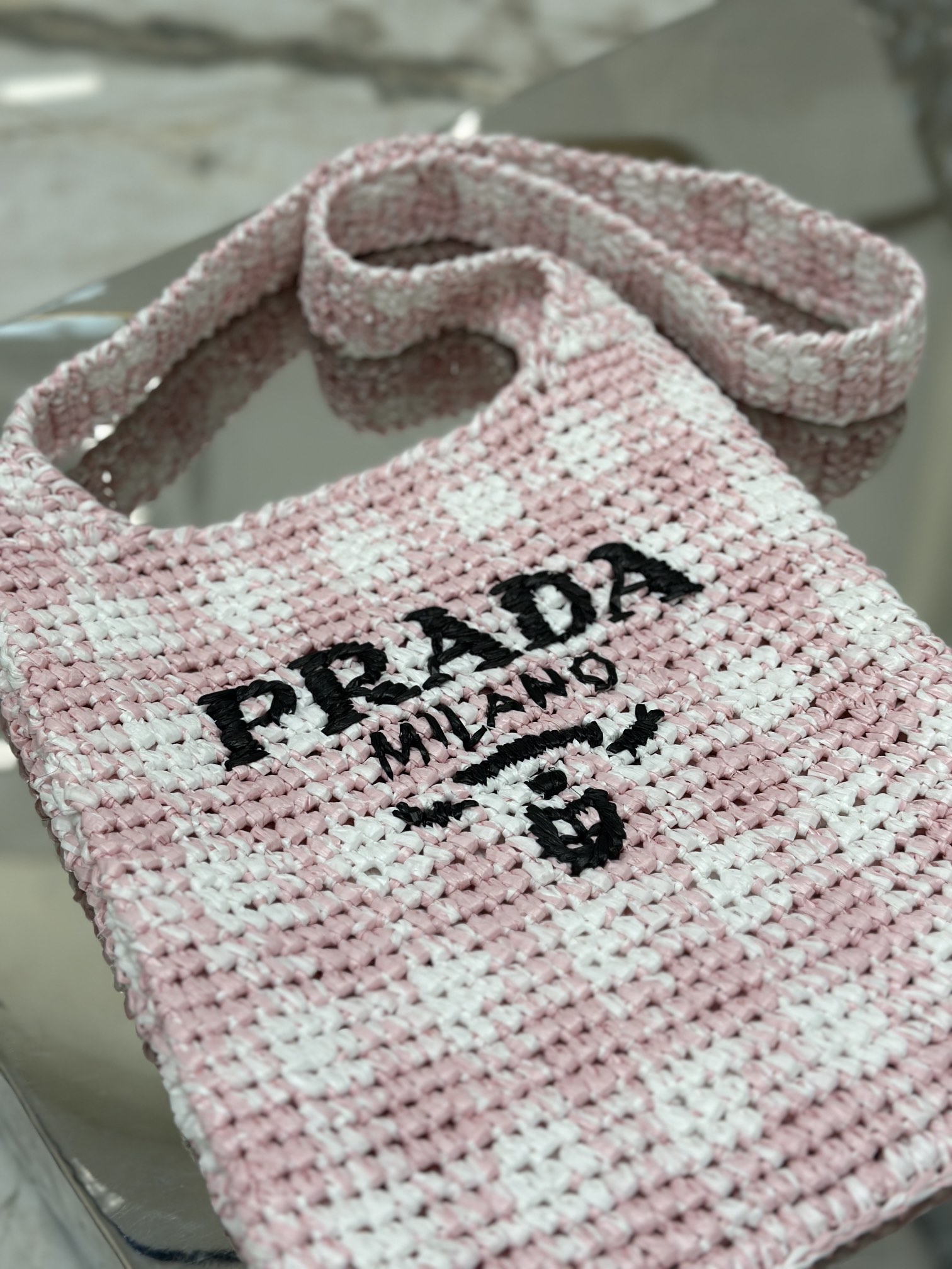 Bagsaaa Pra*a Crochet Tote Pink - 29*26CM