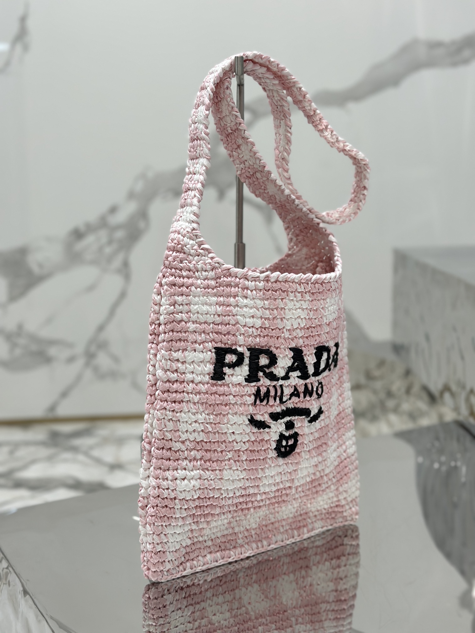 Bagsaaa Pra*a Crochet Tote Pink - 29*26CM