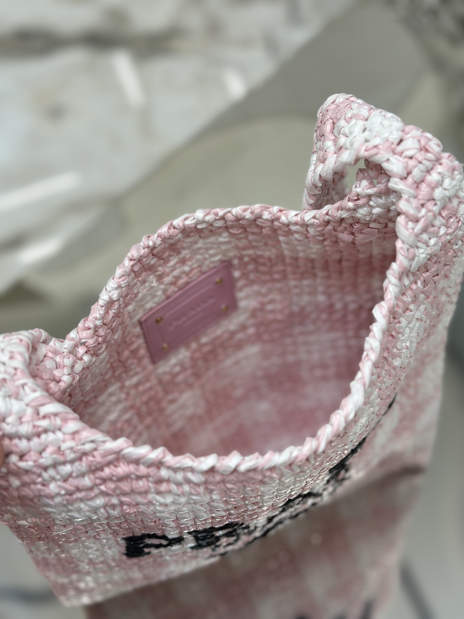 Bagsaaa Pra*a Crochet Tote Pink - 29*26CM