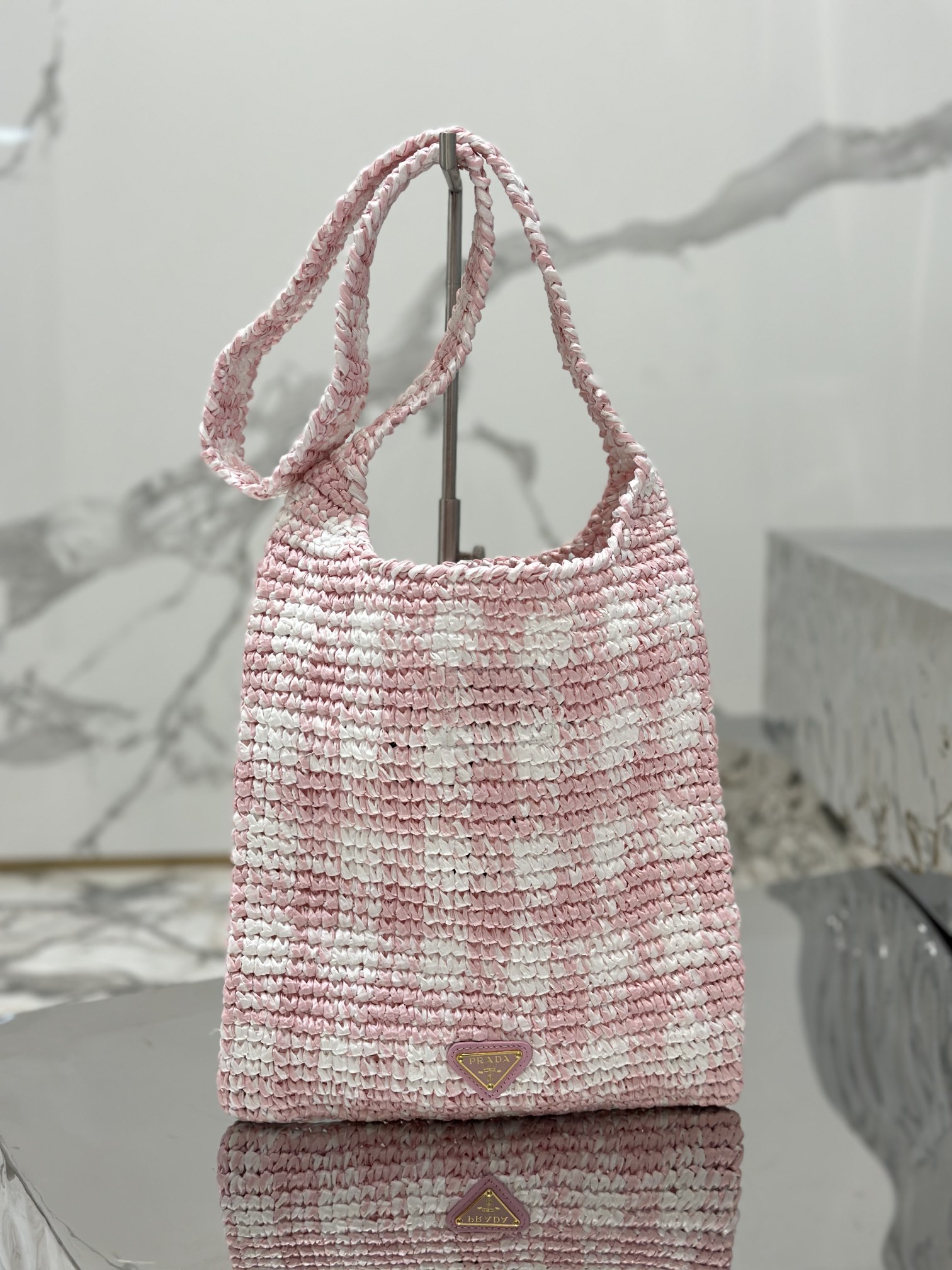 Bagsaaa Pra*a Crochet Tote Pink - 29*26CM