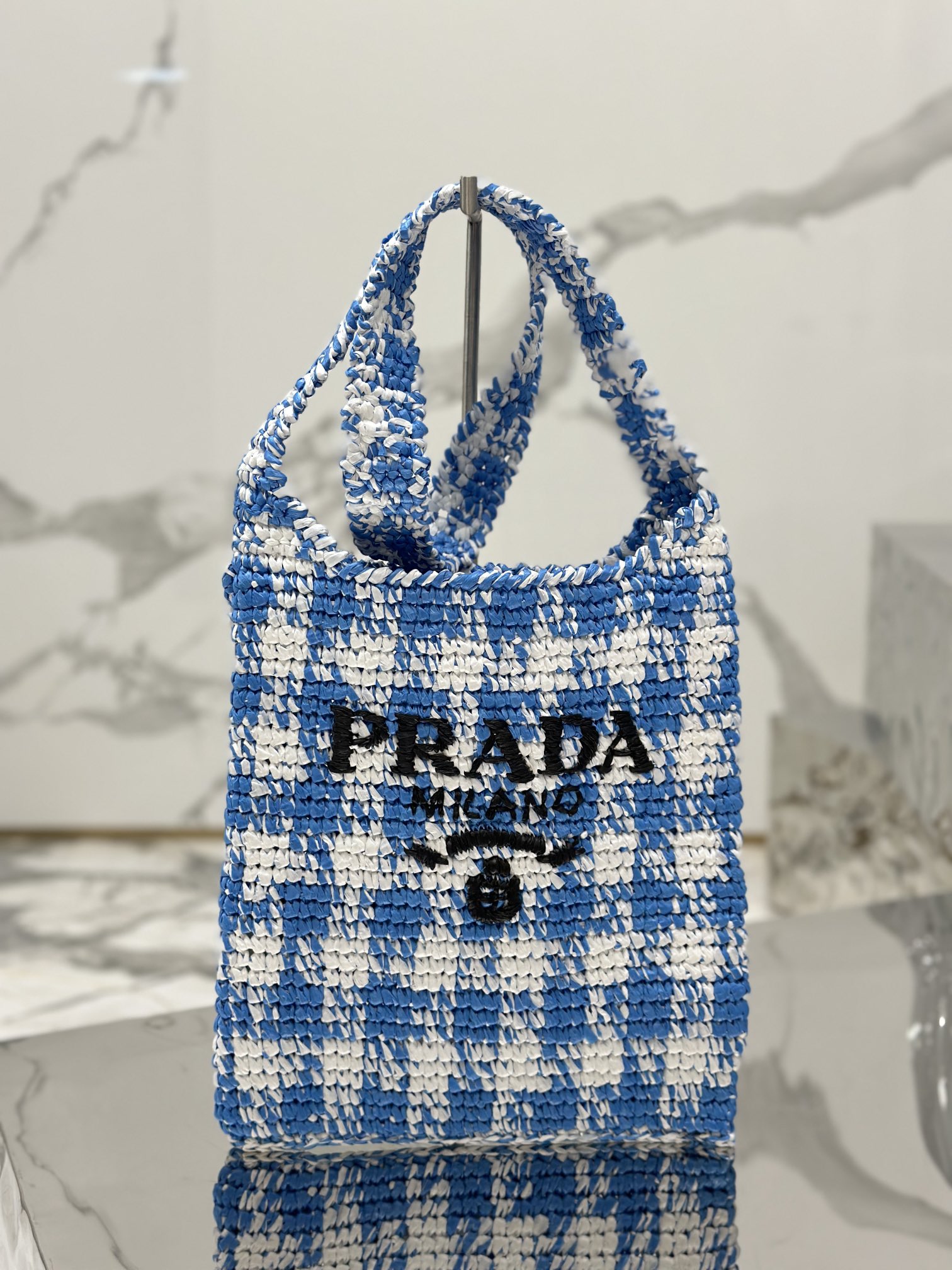 Bagsaaa Pra*a Crochet Tote Blue - 29*26CM