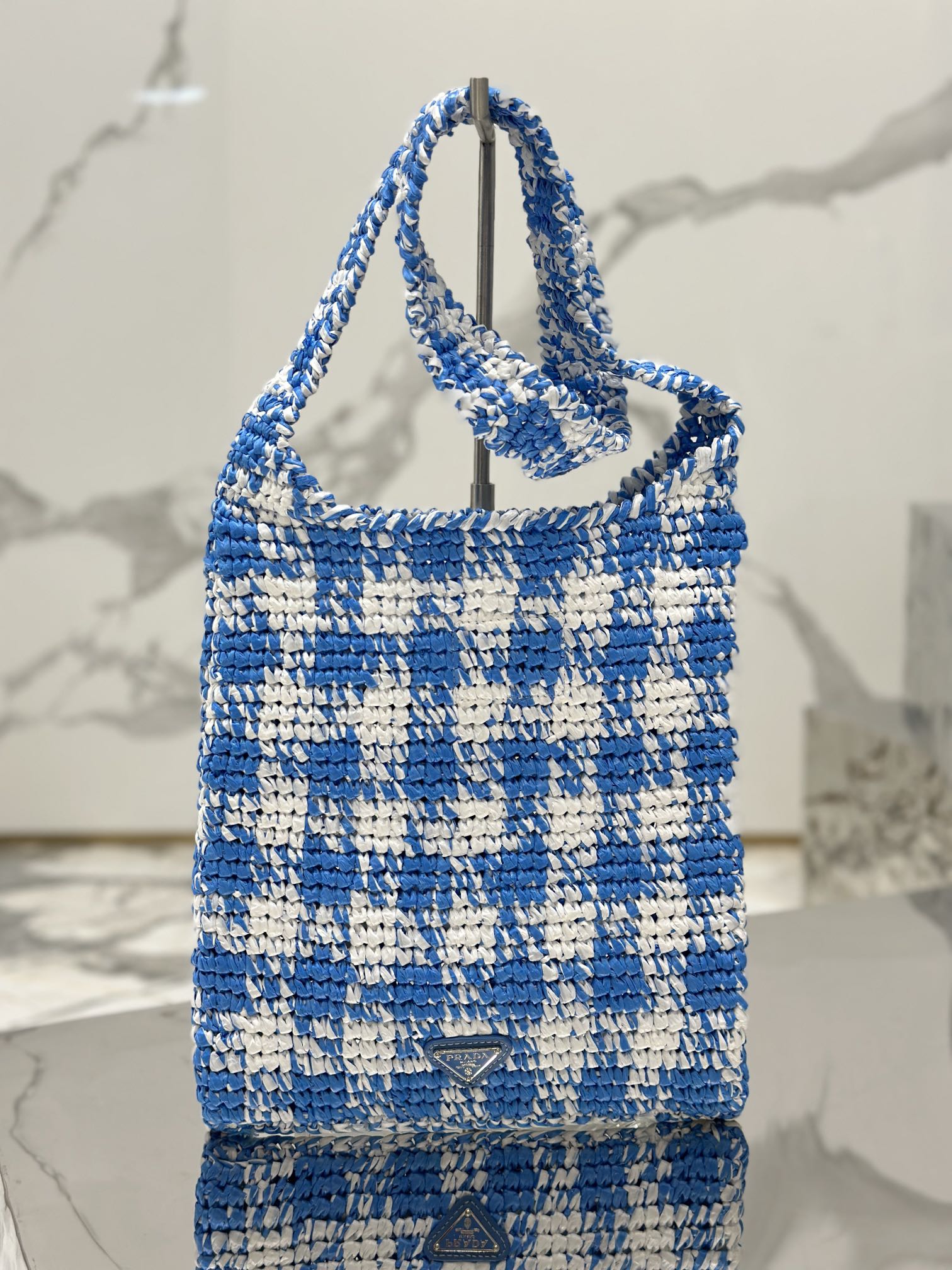 Bagsaaa Pra*a Crochet Tote Blue - 29*26CM