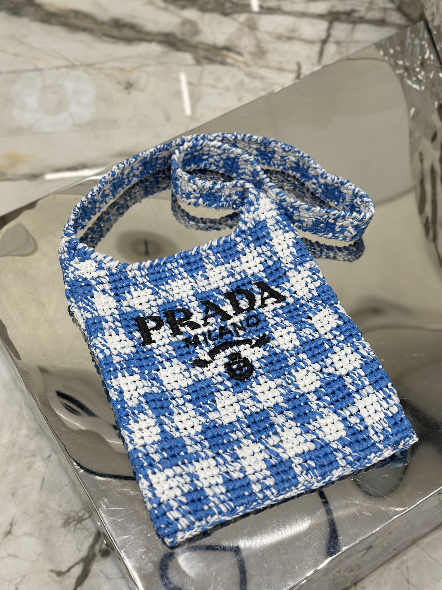 Bagsaaa Pra*a Crochet Tote Blue - 29*26CM