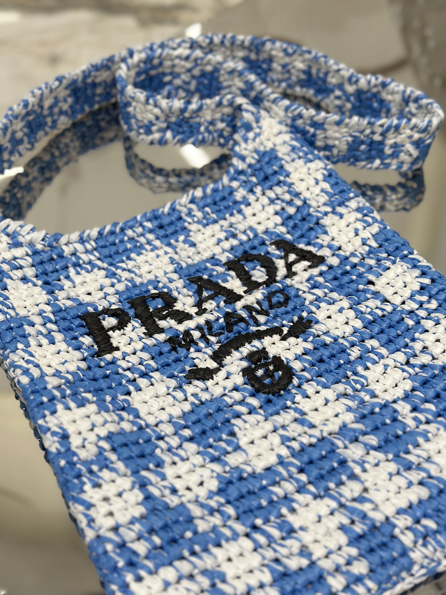 Bagsaaa Pra*a Crochet Tote Blue - 29*26CM