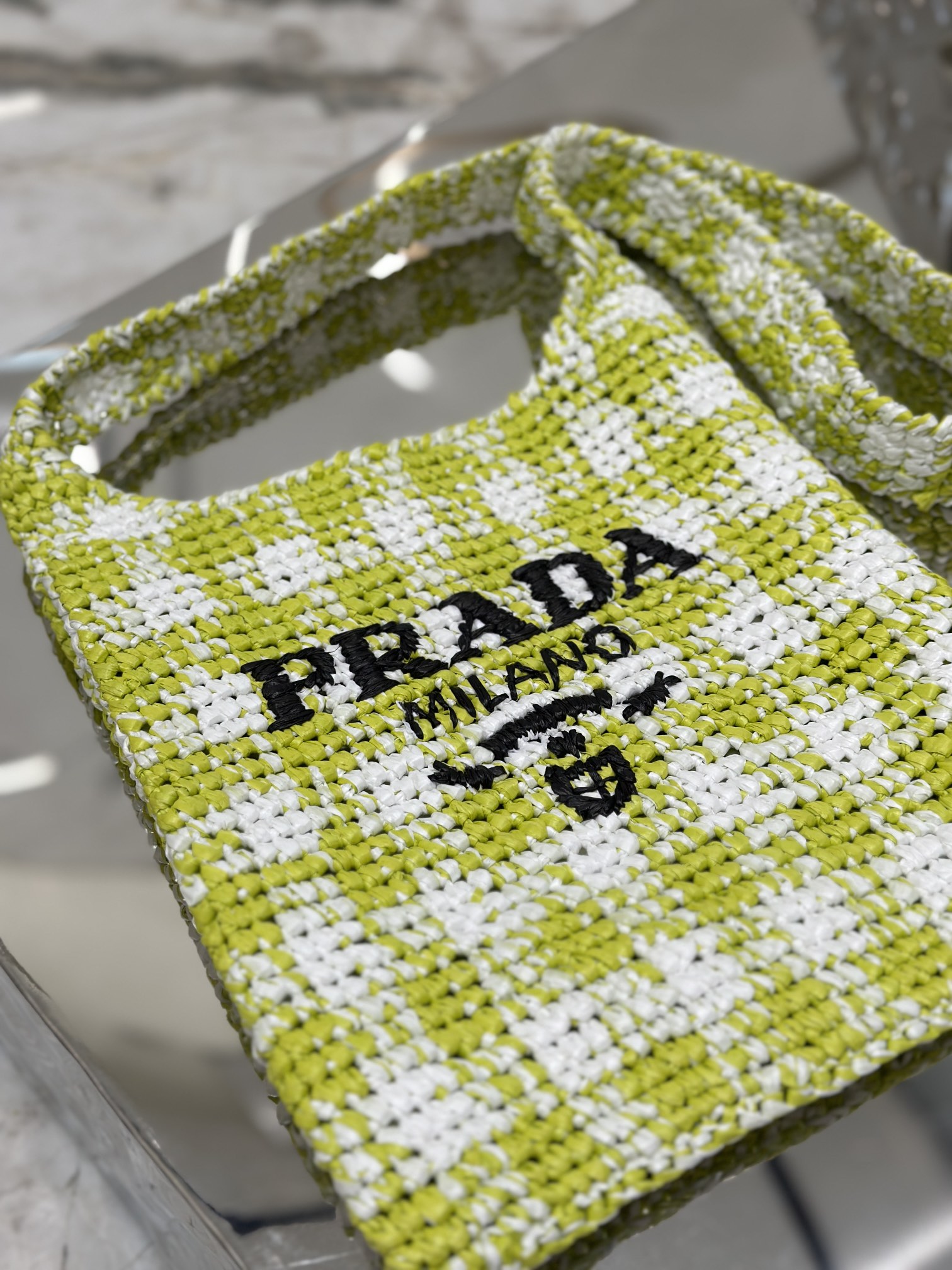 Bagsaaa Pra*a Crochet Tote Green - 29*26CM