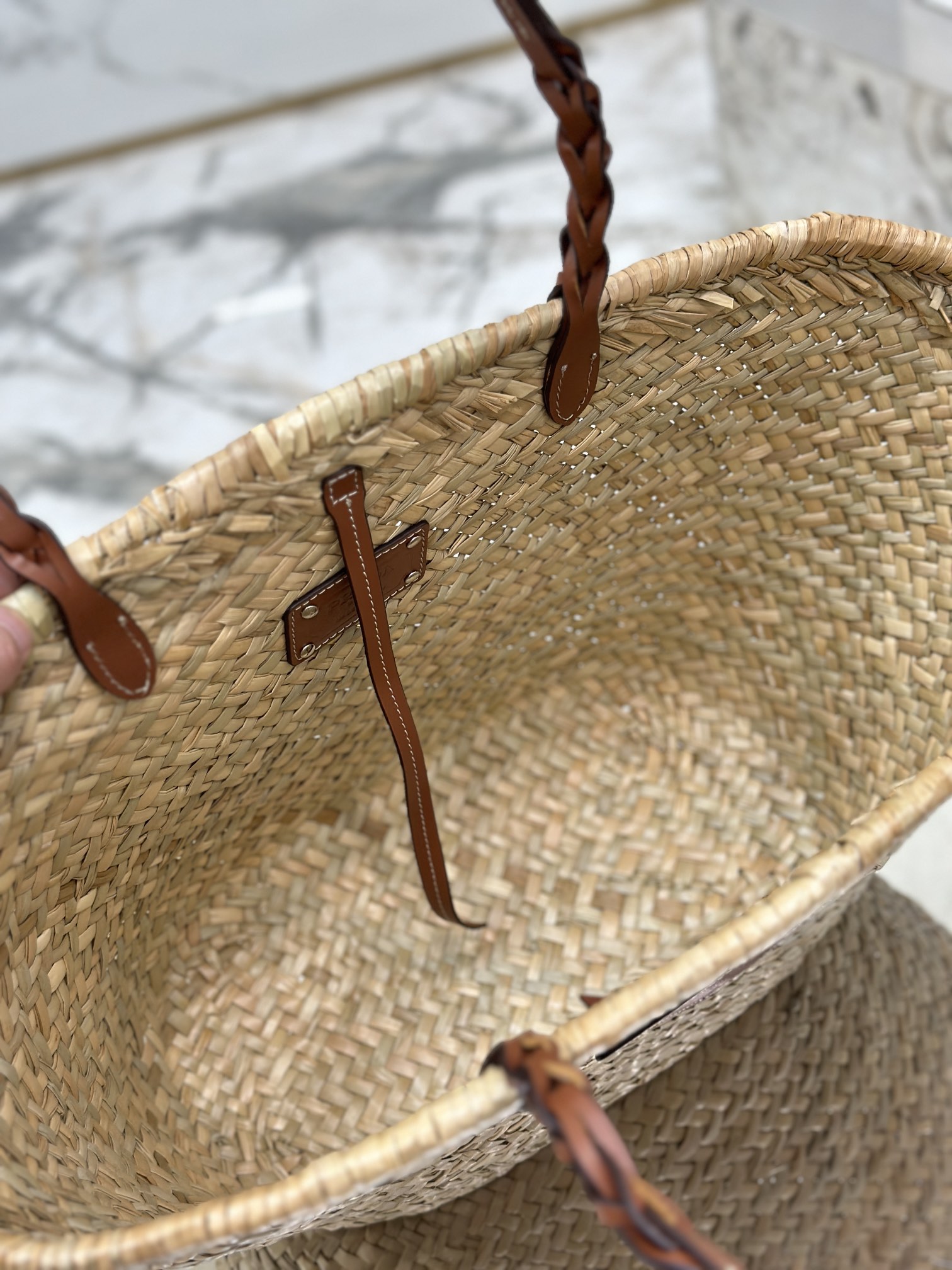 Bagsaaa Pra*a Raffia Woven Braided Basket Tote Brown - 25*48*16cm