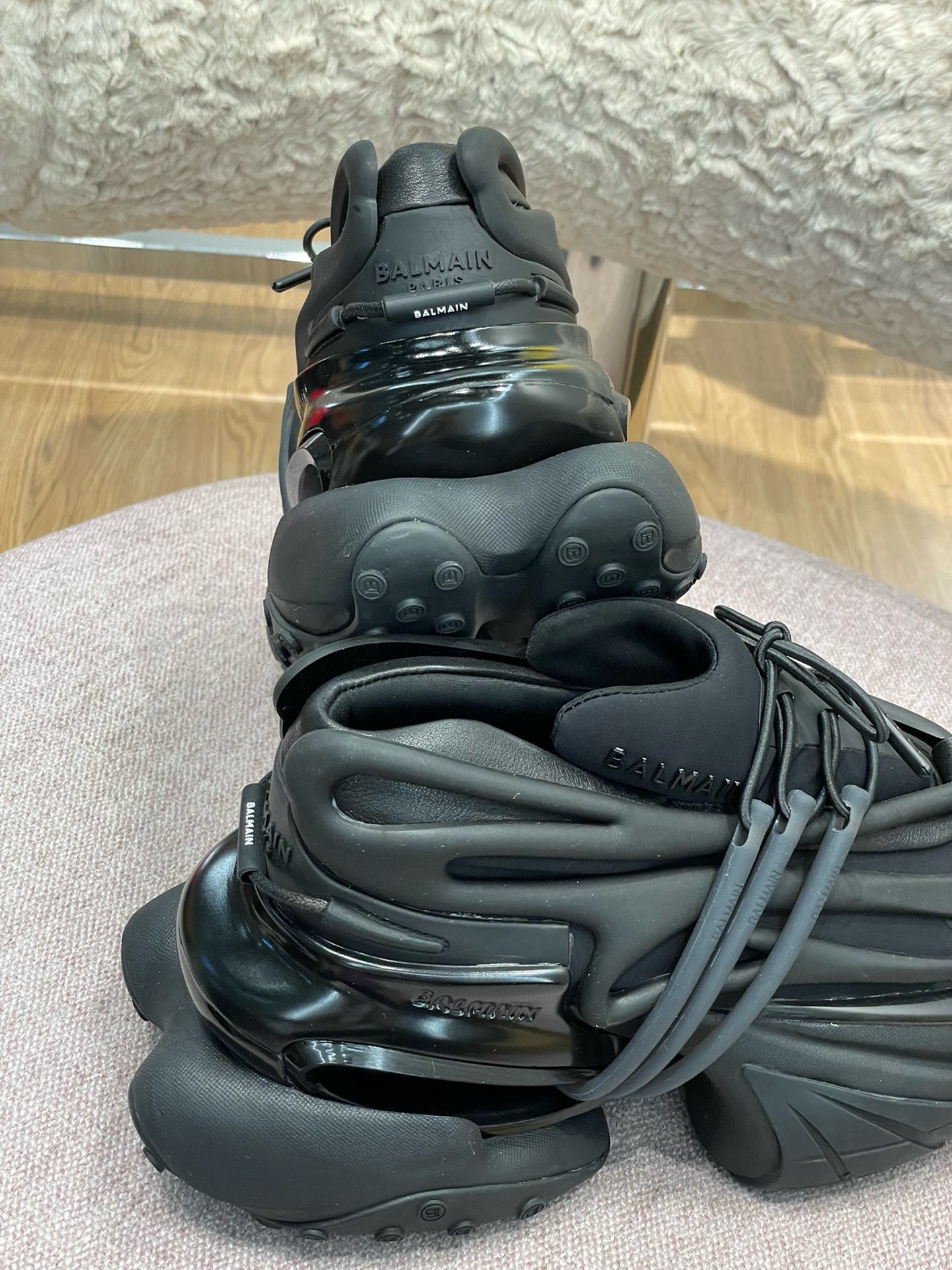 Balmain Black Unicorn Neoprene & Leather Sneakers