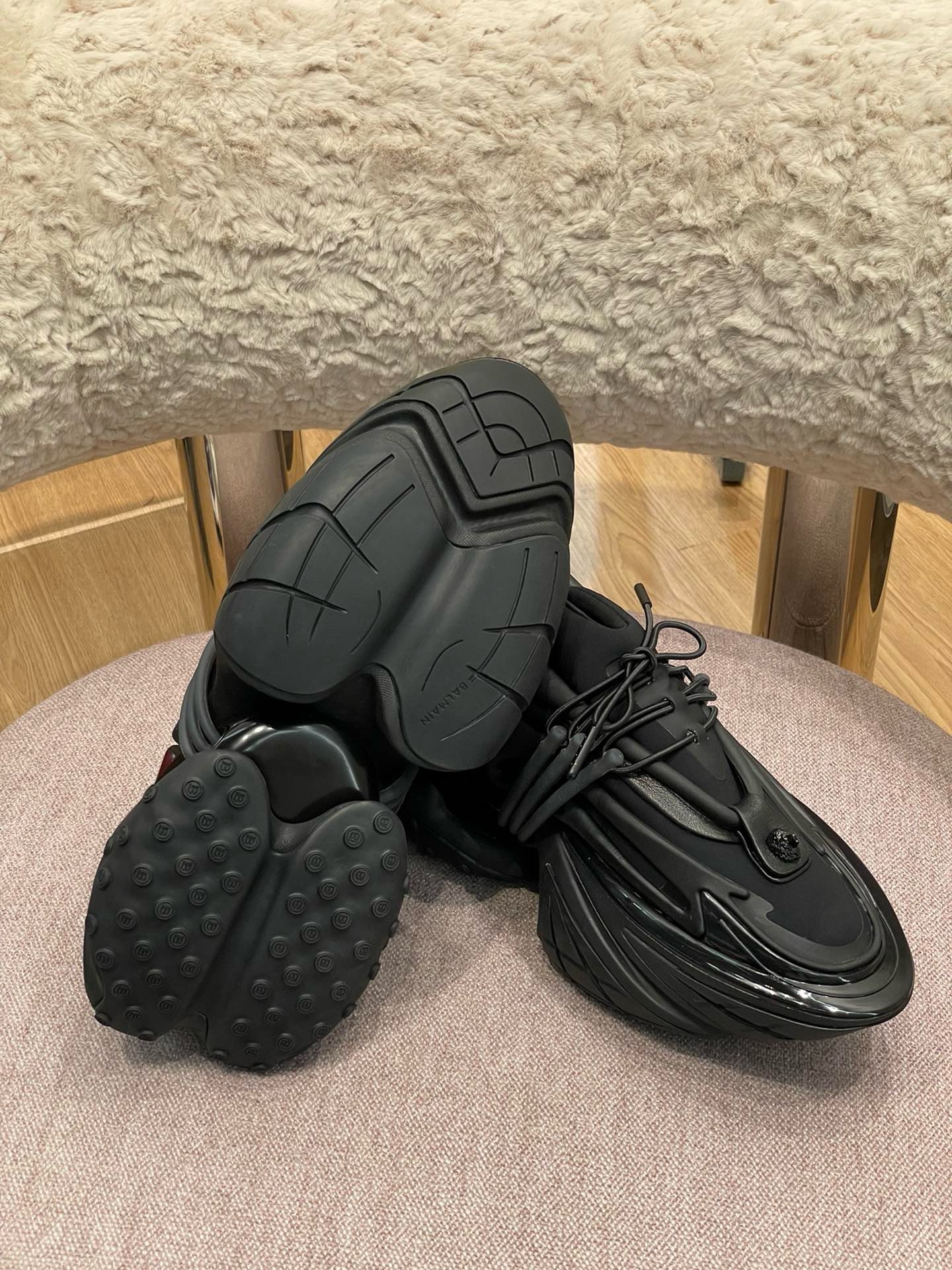 Balmain Black Unicorn Neoprene & Leather Sneakers