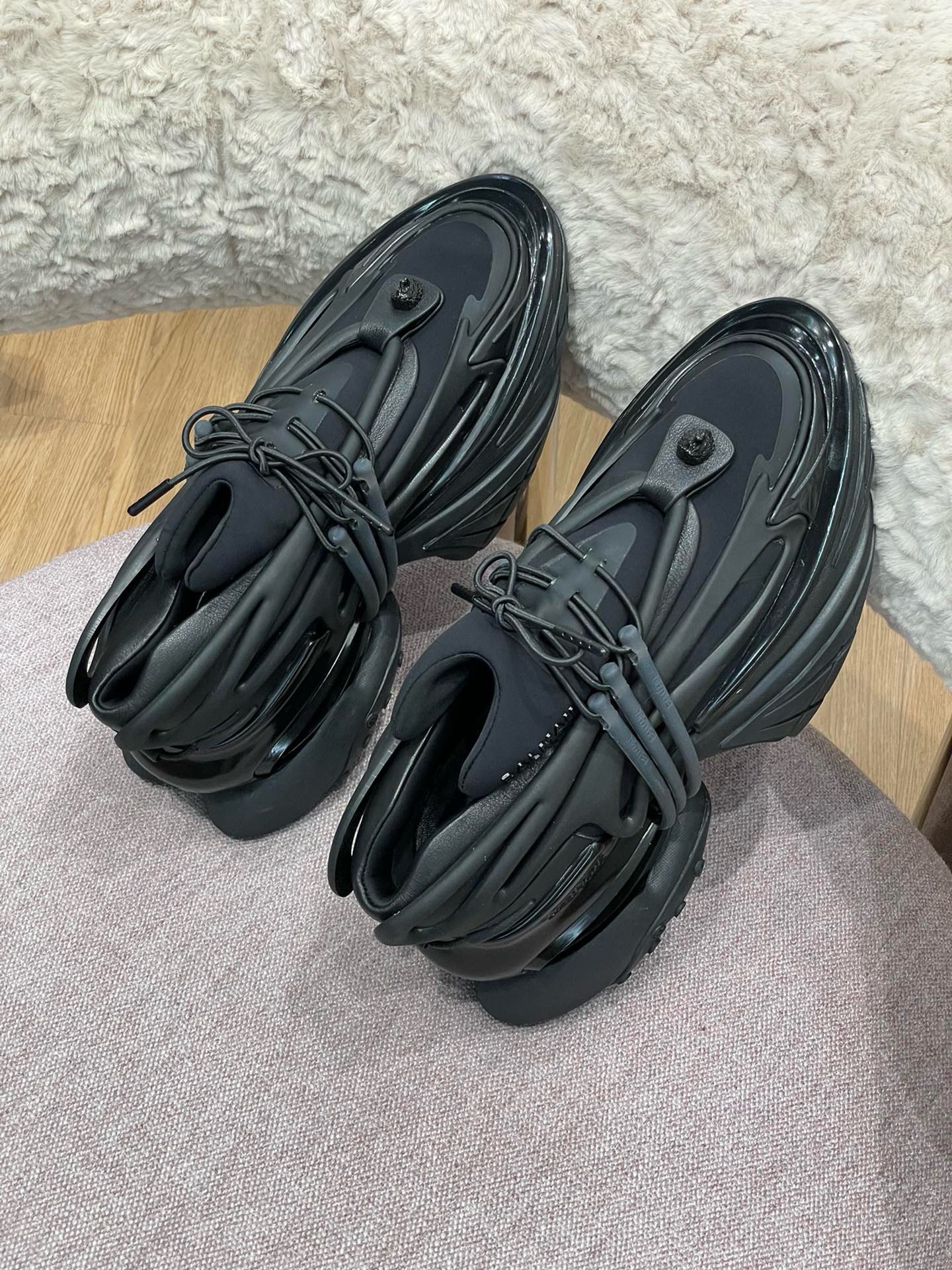 Balmain Black Unicorn Neoprene & Leather Sneakers