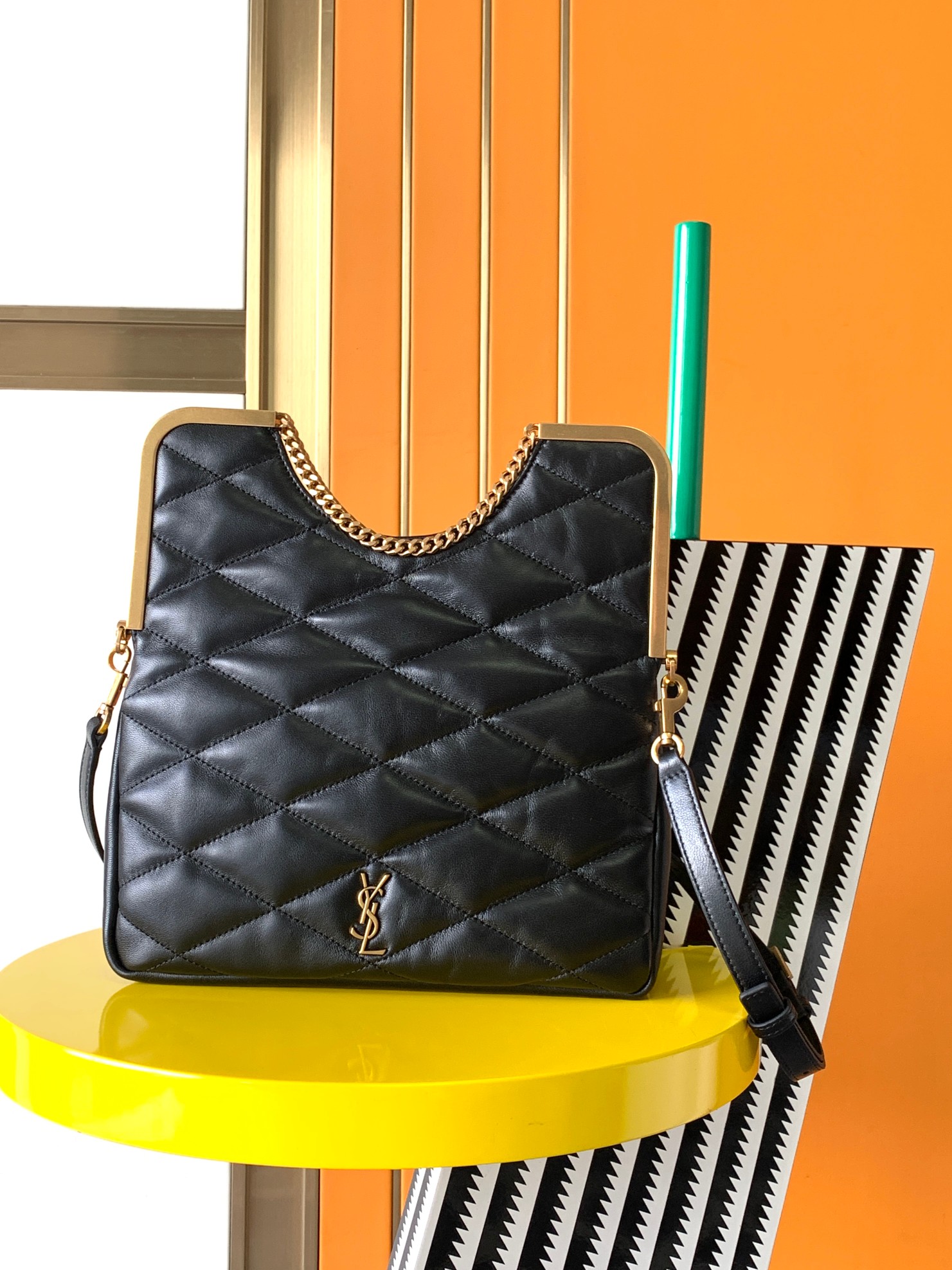 Bagsaaa YS 87 Quilted-leather Clutch Bag Black - 26x26.5x5cm