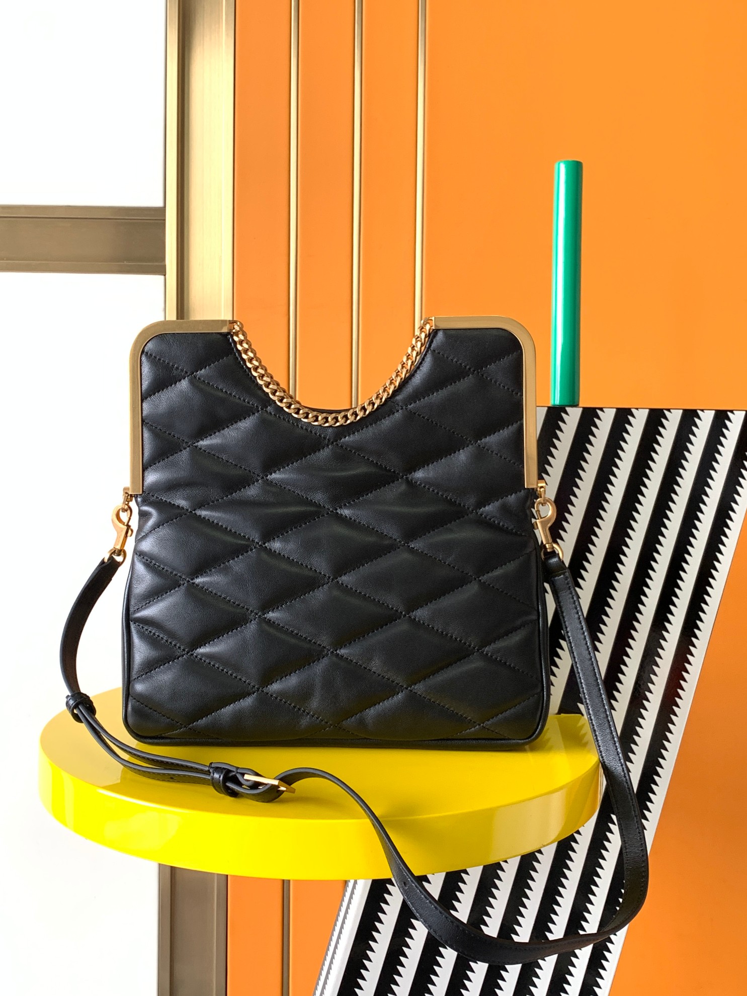 Bagsaaa YS 87 Quilted-leather Clutch Bag Black - 26x26.5x5cm