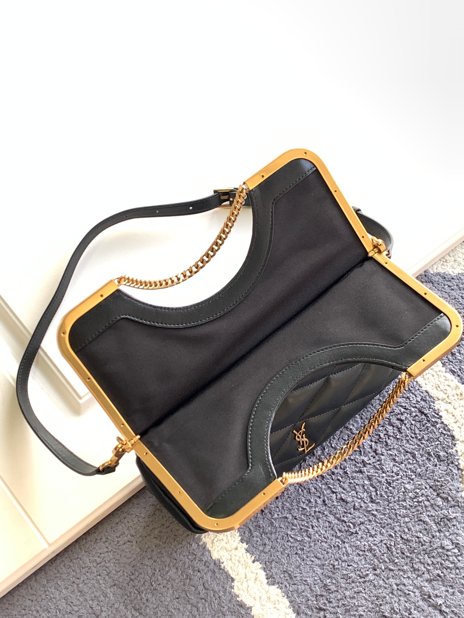 Bagsaaa YS 87 Quilted-leather Clutch Bag Black - 26x26.5x5cm
