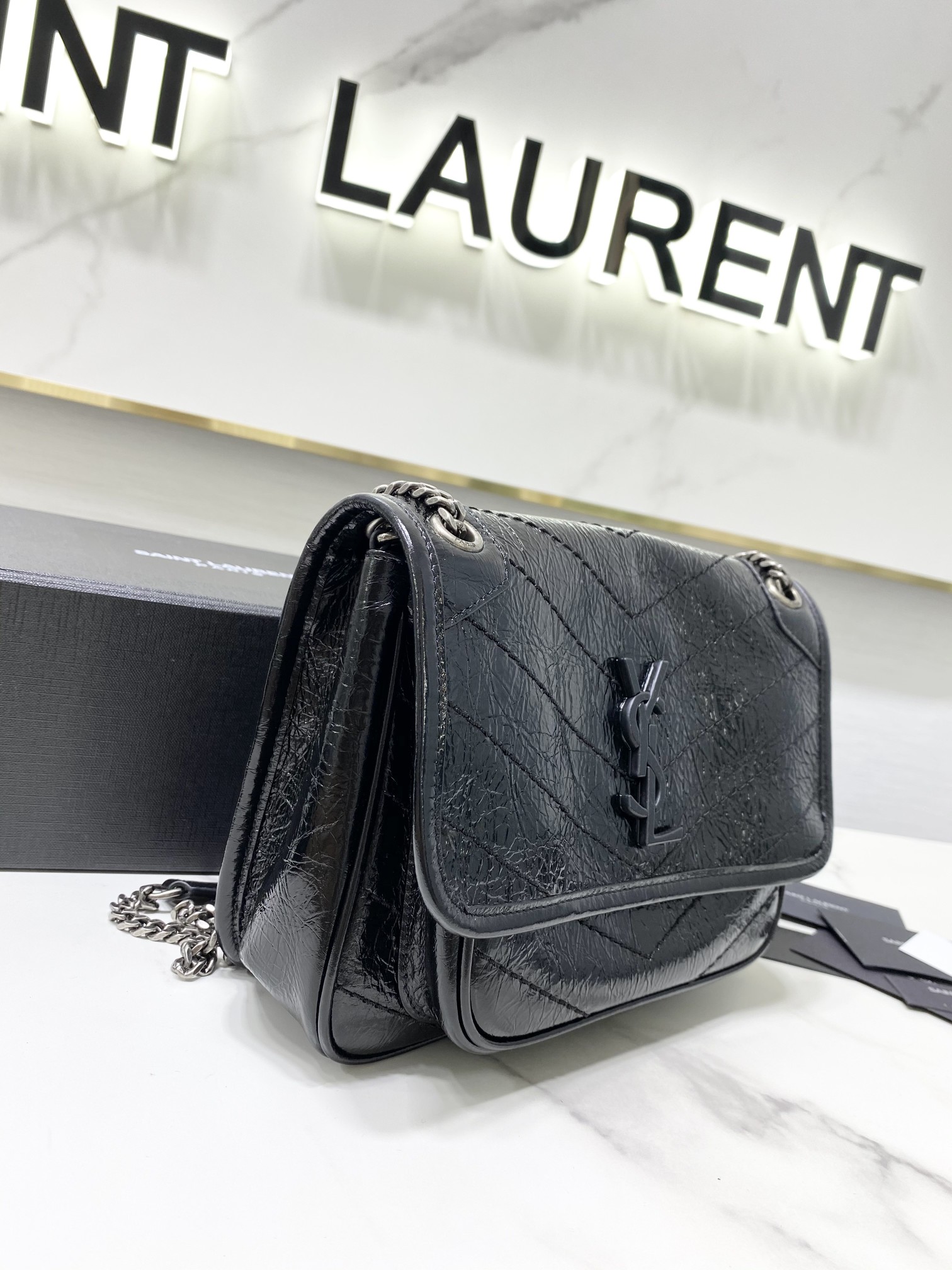 Bagsaaa Y51 Niki Baby In Vintage Letaher Black - 22x16x12cm