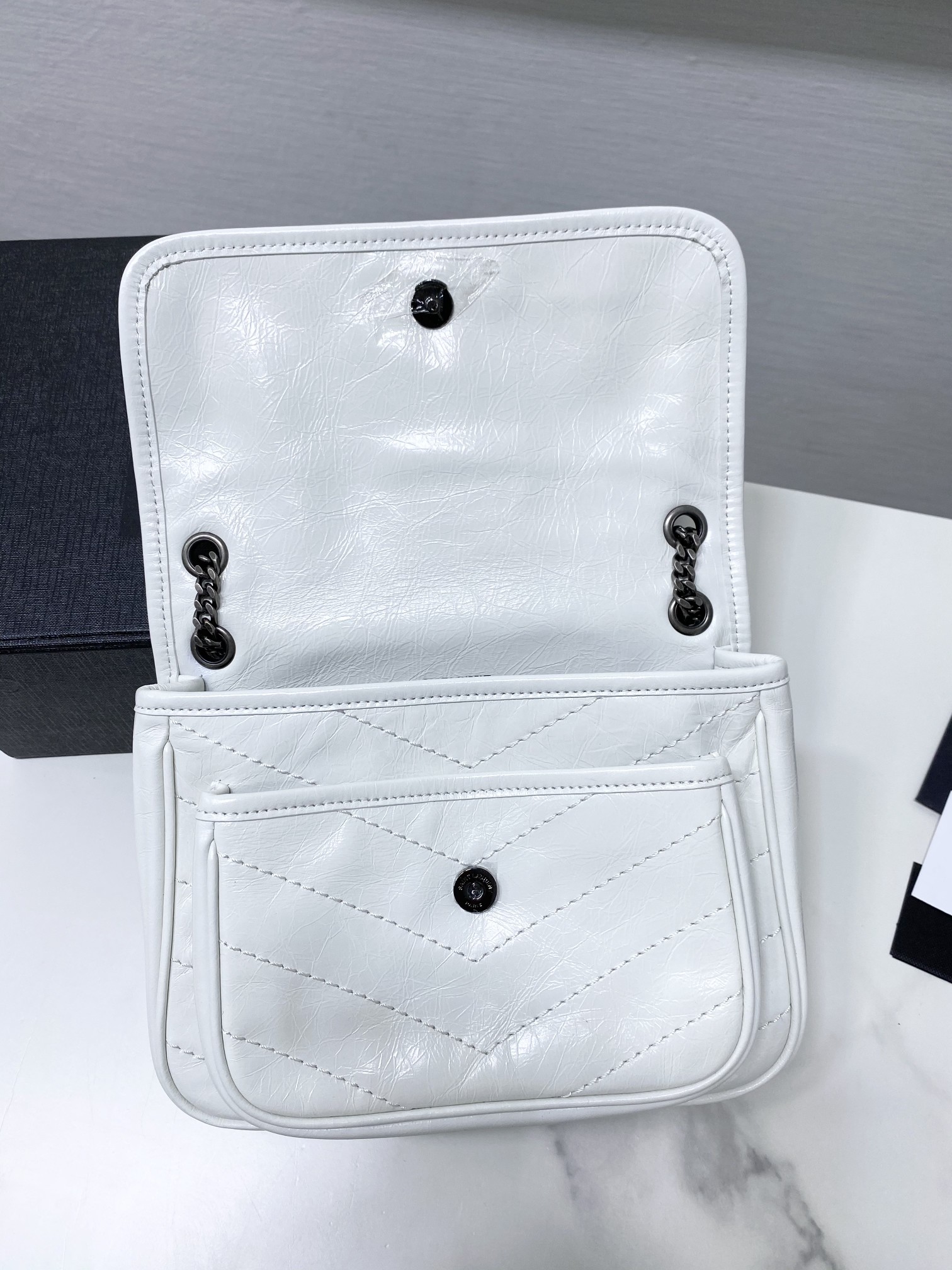 Bagsaaa Y51 Niki Baby In Vintage Letaher White - 22x16x12cm