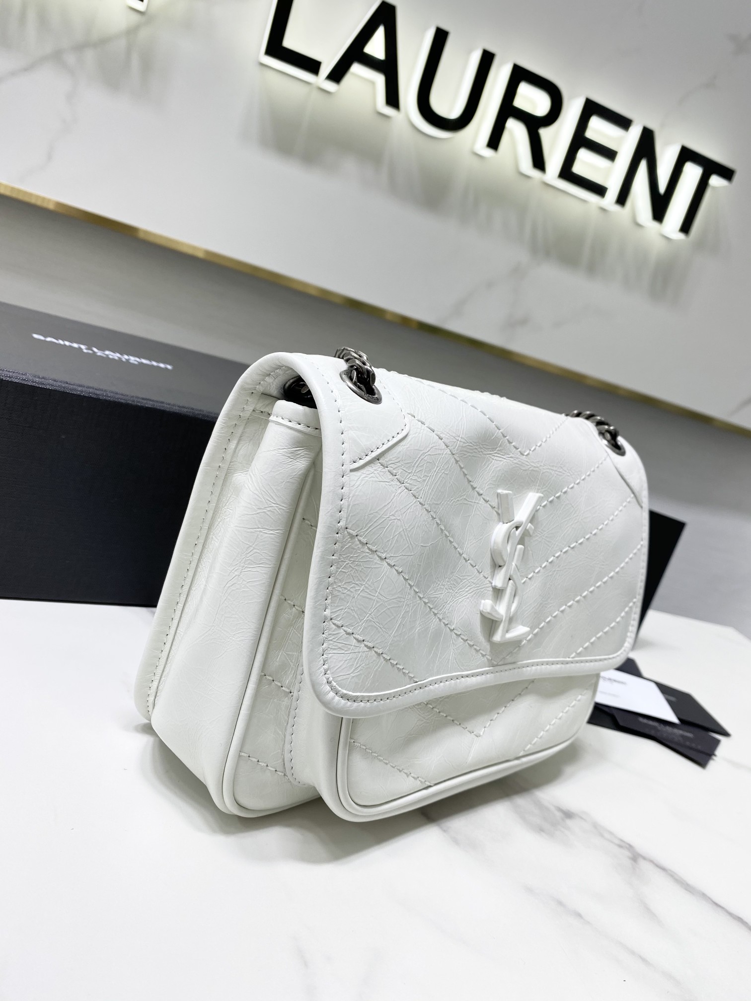 Bagsaaa Y51 Niki Baby In Vintage Letaher White - 22x16x12cm