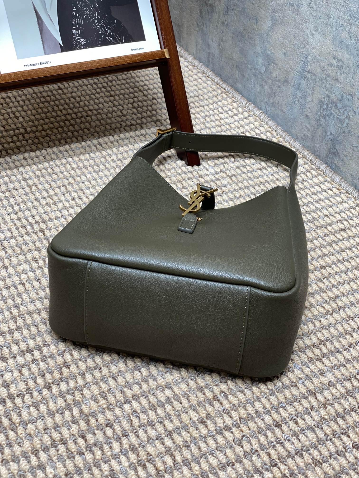 Bagsaaa Y51 LE 5 À 7 S*pPLE SMALL IN GRAINED GREEN LEATHER - 23 X 22 X 8.5 CM