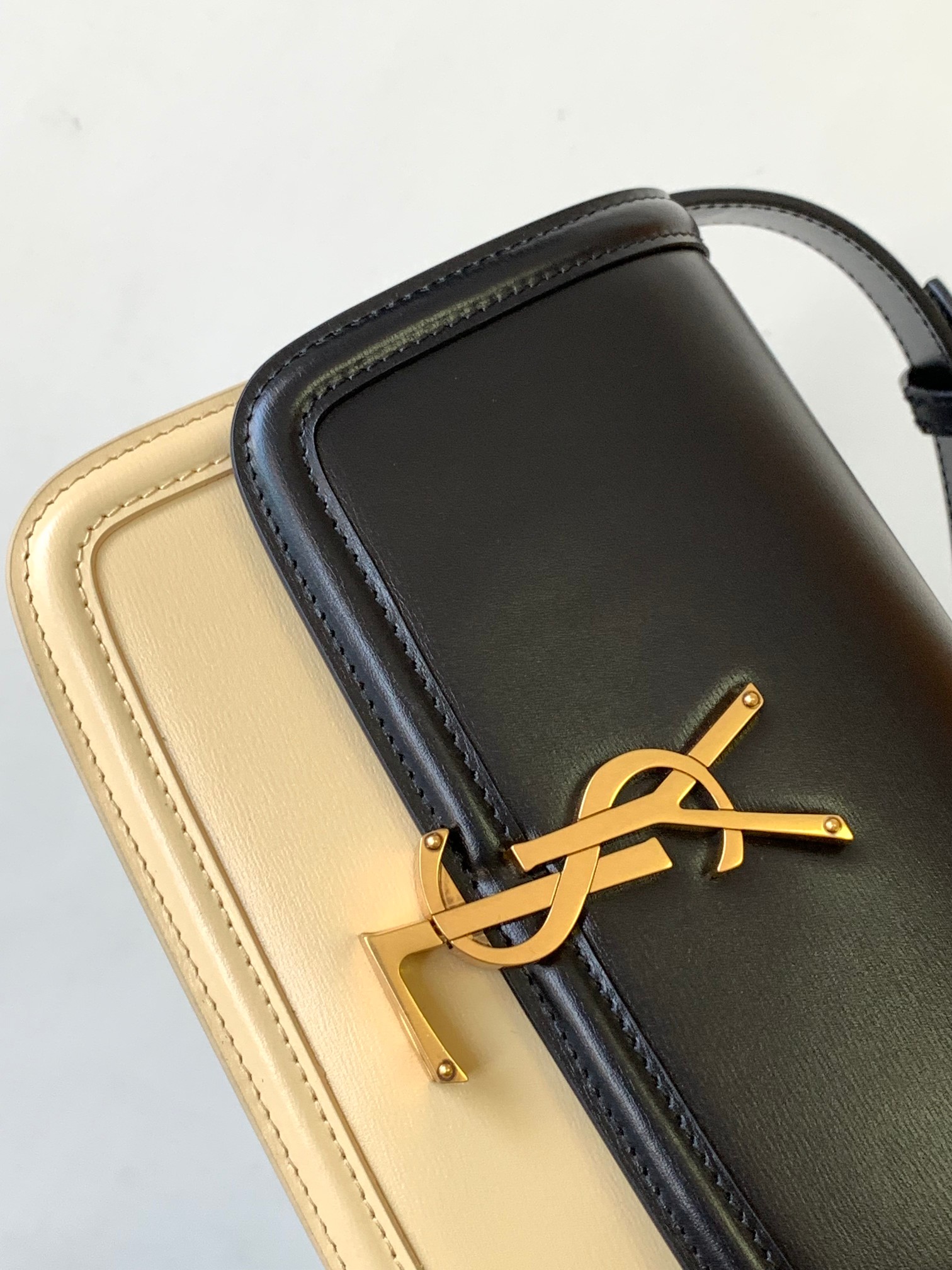 Bagsaaa Y51 Solferino Small Satchel in box black and beige leather - 19 X 13 X 5 CM