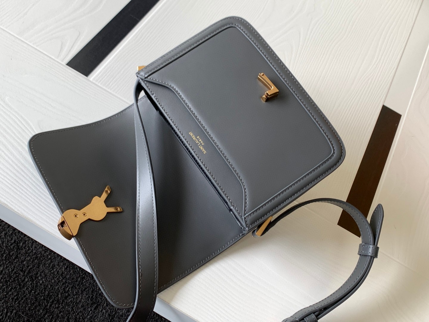 Bagsaaa Y51 Solferino Small Satchel in box grey leather - 19 X 13 X 5 CM