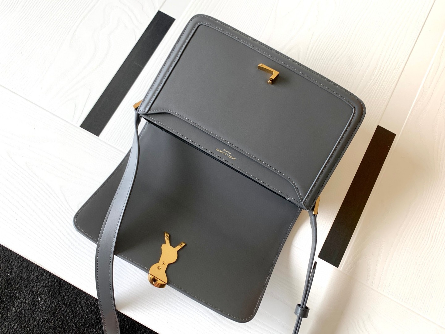 Bagsaaa Y51 Solferino Medium Satchel in box grey leather - 23 X 16 X 6 CM