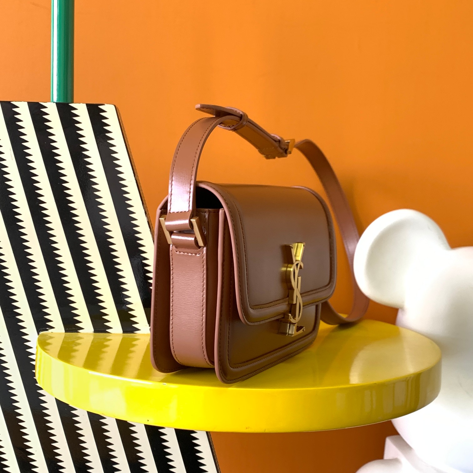 Bagsaaa Y51 Solferino Small Satchel in box brown leather - 19 X 13 X 5 CM