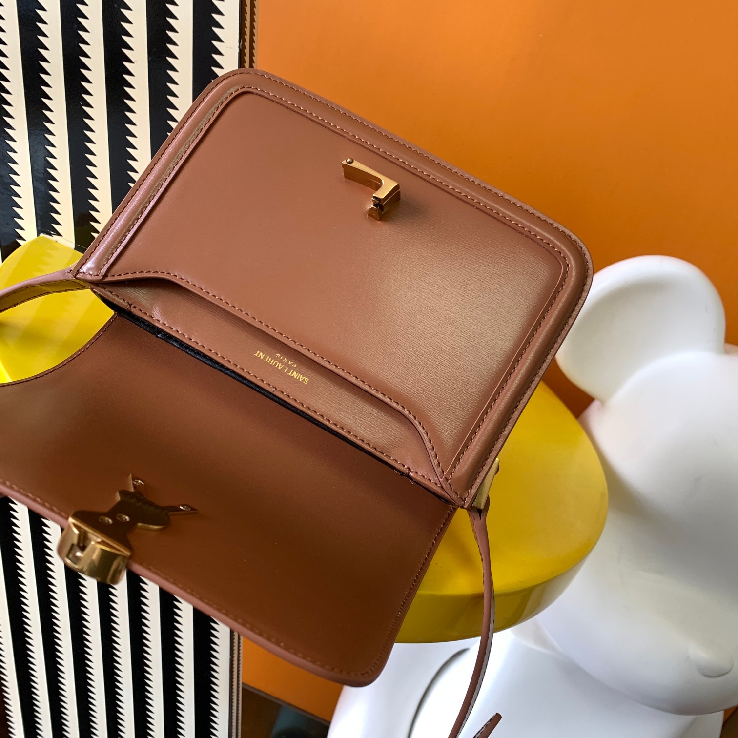 Bagsaaa Y51 Solferino Small Satchel in box brown leather - 19 X 13 X 5 CM