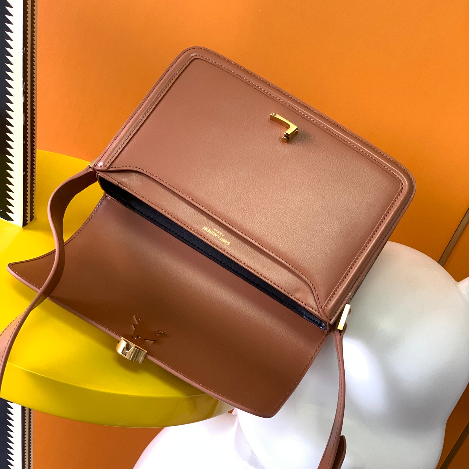 Bagsaaa Y51 Solferino Medium Satchel in box brown leather - 23 X 16 X 6 CM
