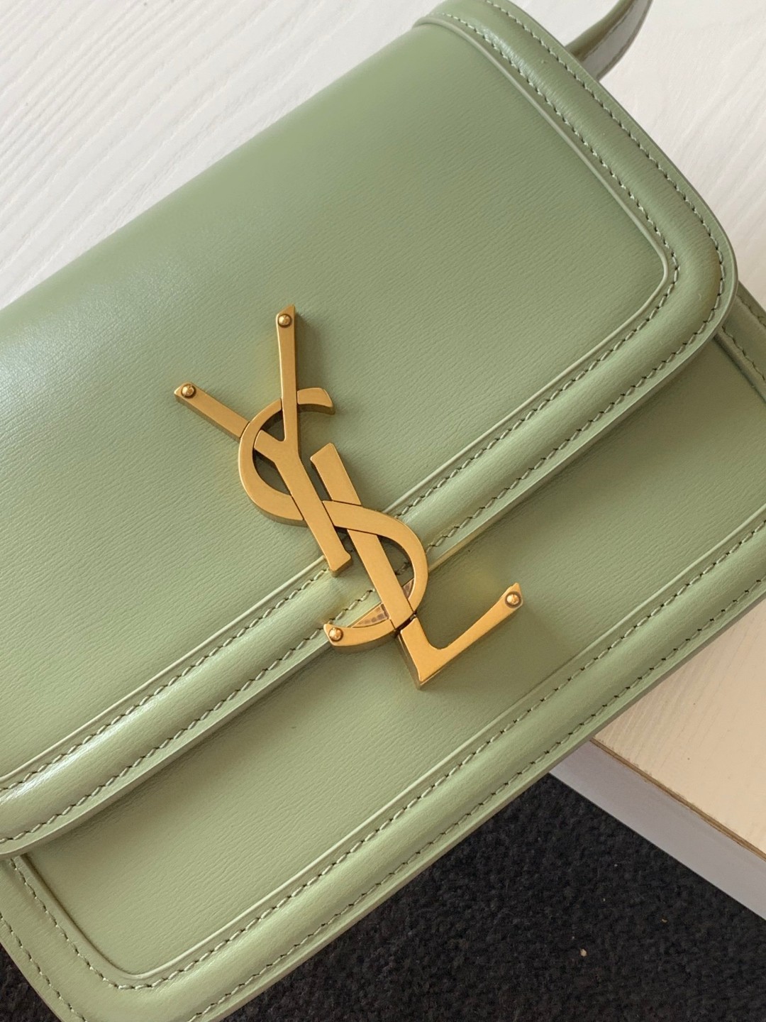 Bagsaaa Y51 Solferino Small Satchel in box green leather - 19 X 13 X 5 CM