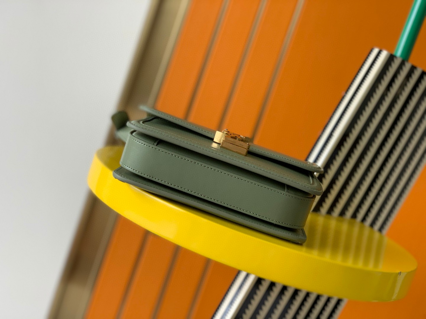 Bagsaaa Y51 Solferino Small Satchel in box green leather - 19 X 13 X 5 CM