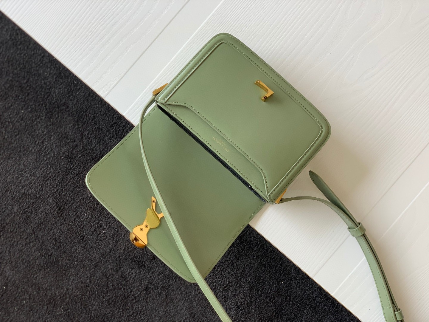 Bagsaaa Y51 Solferino Small Satchel in box green leather - 19 X 13 X 5 CM
