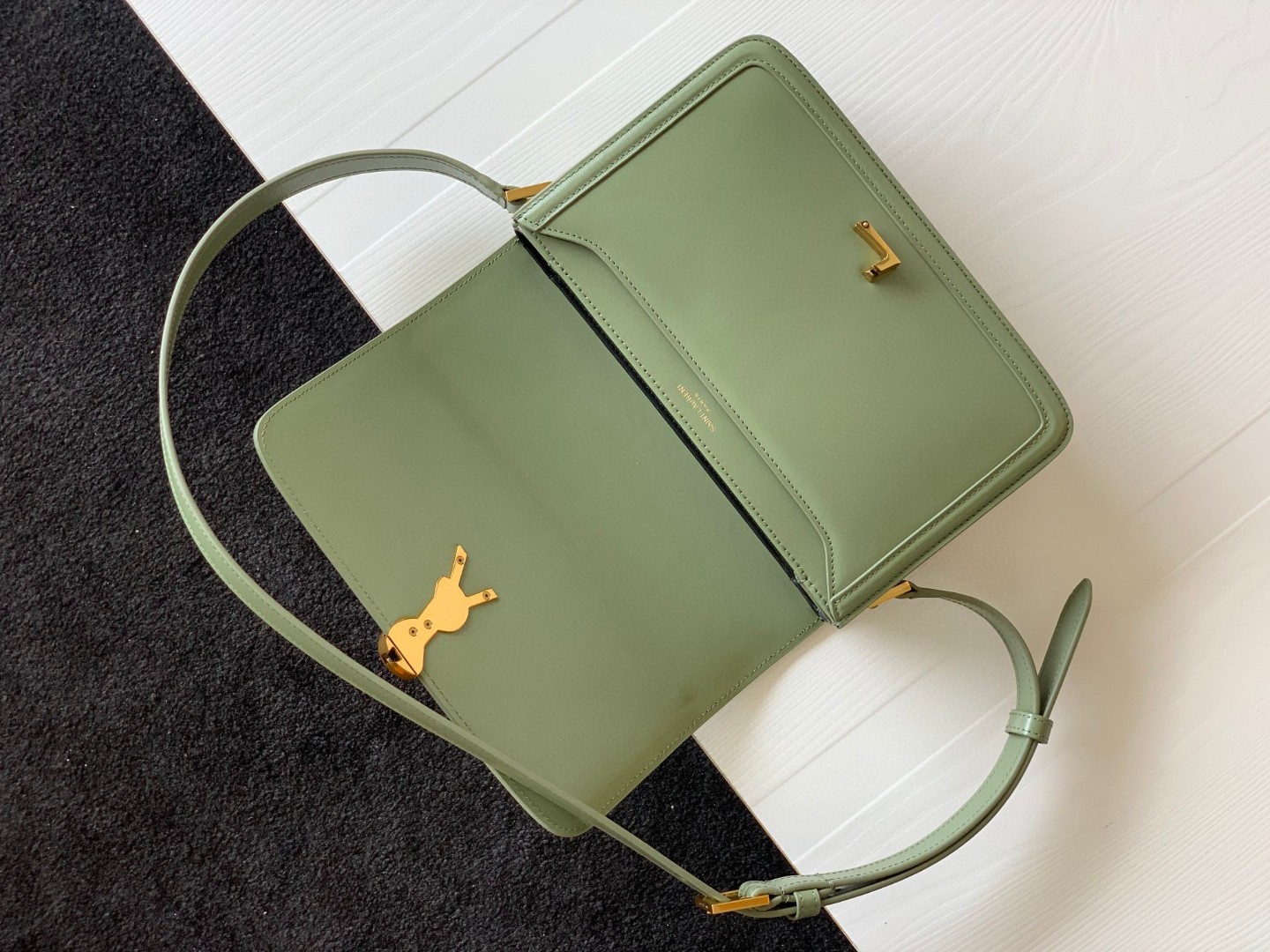 Bagsaaa Y51 Solferino Medium Satchel in box green leather - 23 X 16 X 6 CM