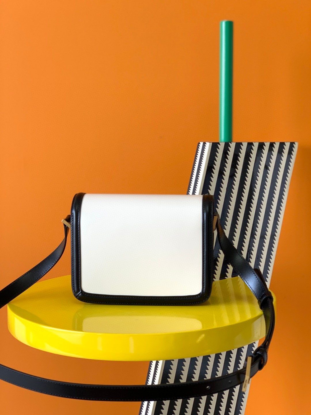 Bagsaaa Y51 Solferino Small Satchel in box white and black leather - 19 X 13 X 5 CM