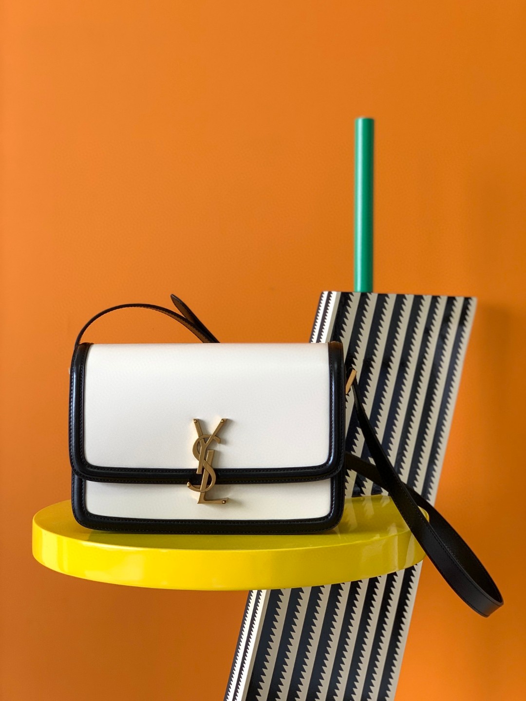 Bagsaaa Y51 Solferino Medium Satchel in box white and black leather - 23 X 16 X 6 CM