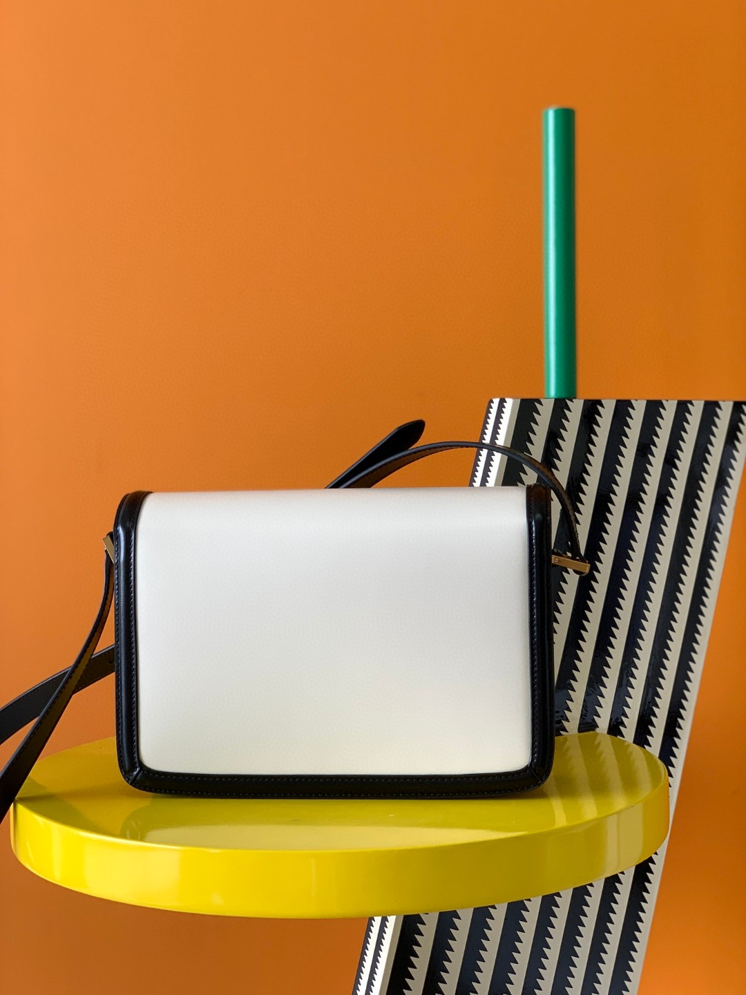 Bagsaaa Y51 Solferino Medium Satchel in box white and black leather - 23 X 16 X 6 CM
