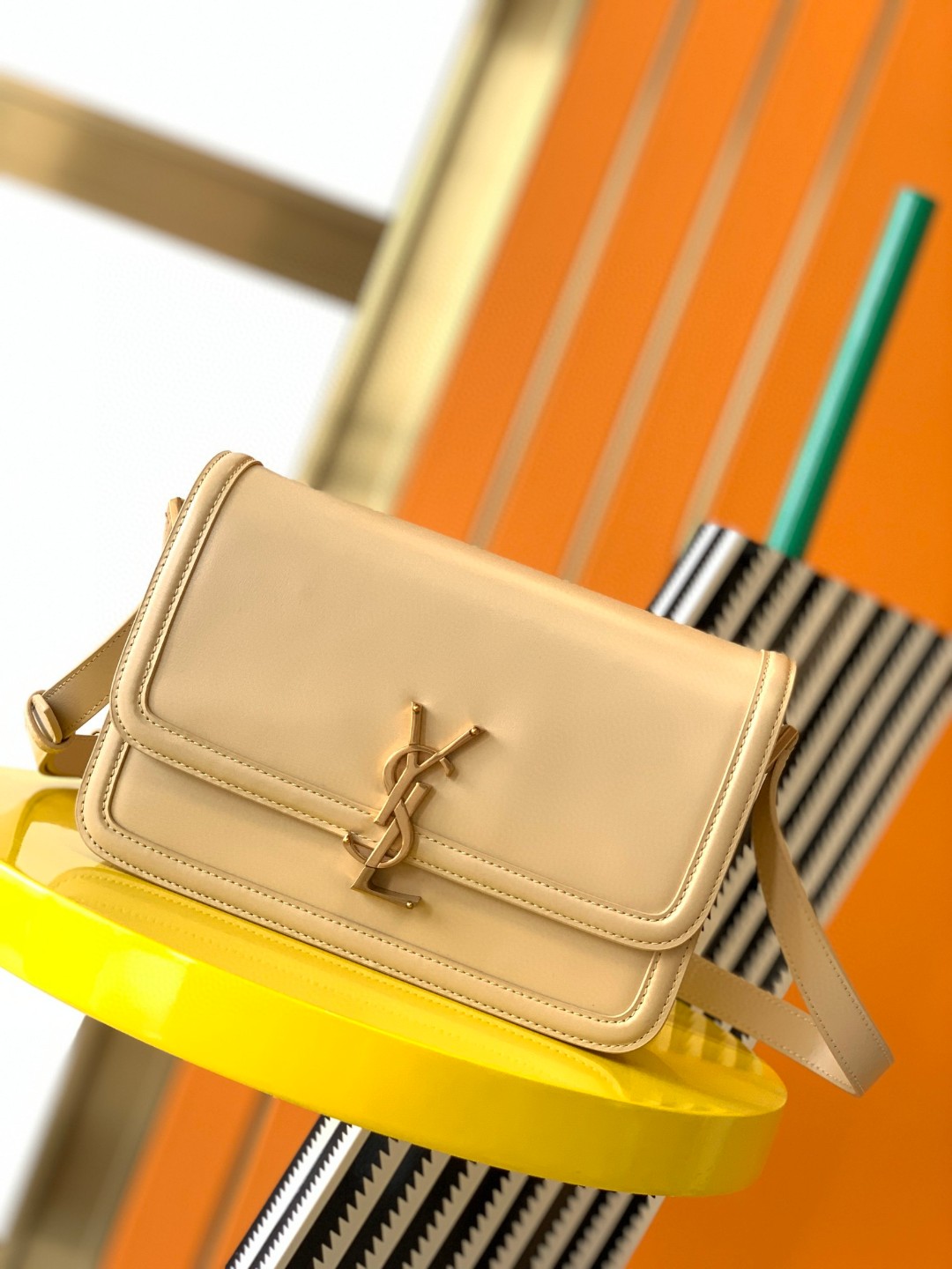 Bagsaaa Y51 Solferino Medium Satchel in box beige leather - 23 X 16 X 6 CM
