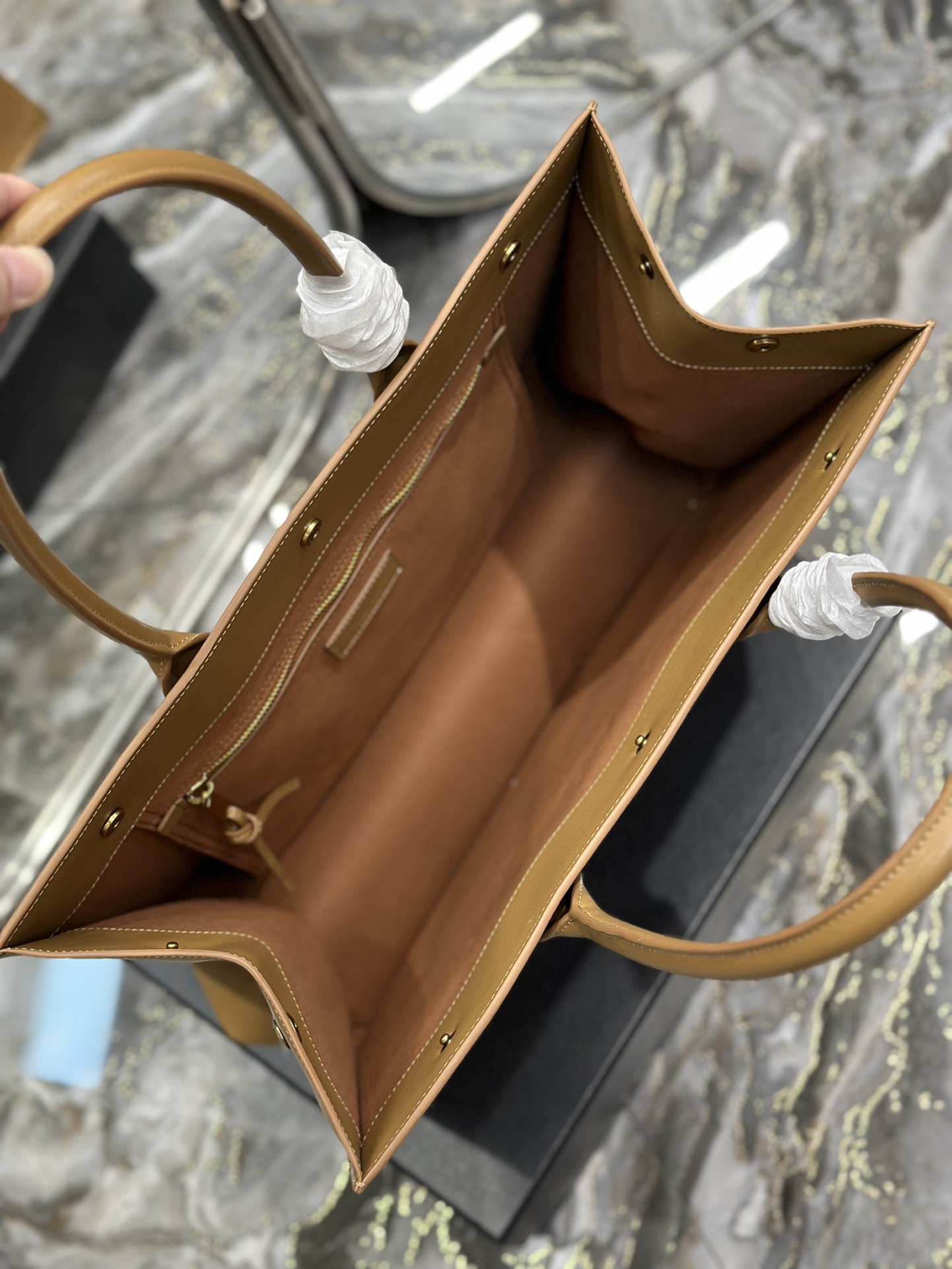 Bagsaaa Y51 Rive Gauche Tote Bag Brown - 39×31×18cm
