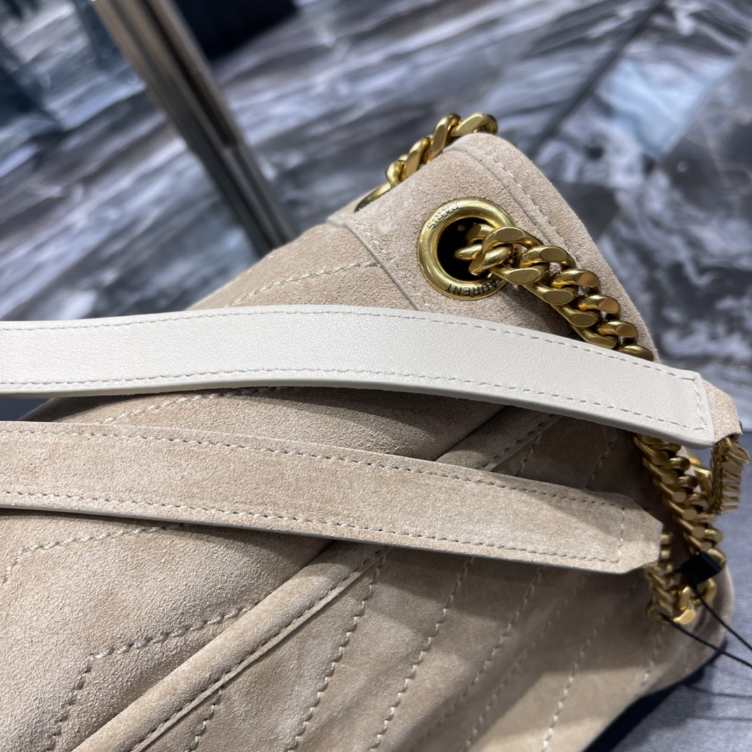 Bagsaaa Y51 Niki Suede Leather Beige Bag - 28×20×8cm
