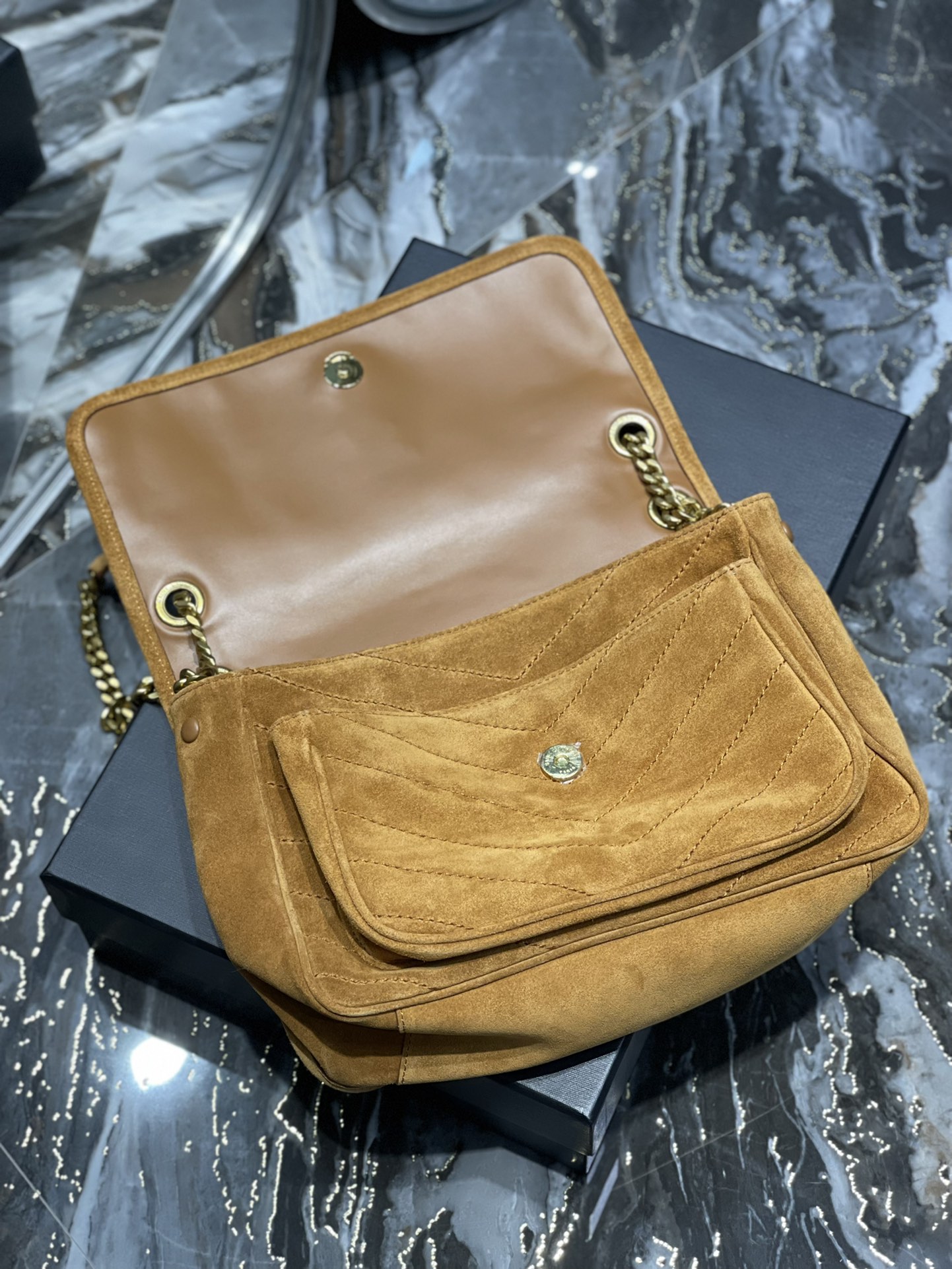 Bagsaaa Y51 Niki Suede Leather Yellow Bag - 28×20×8cm