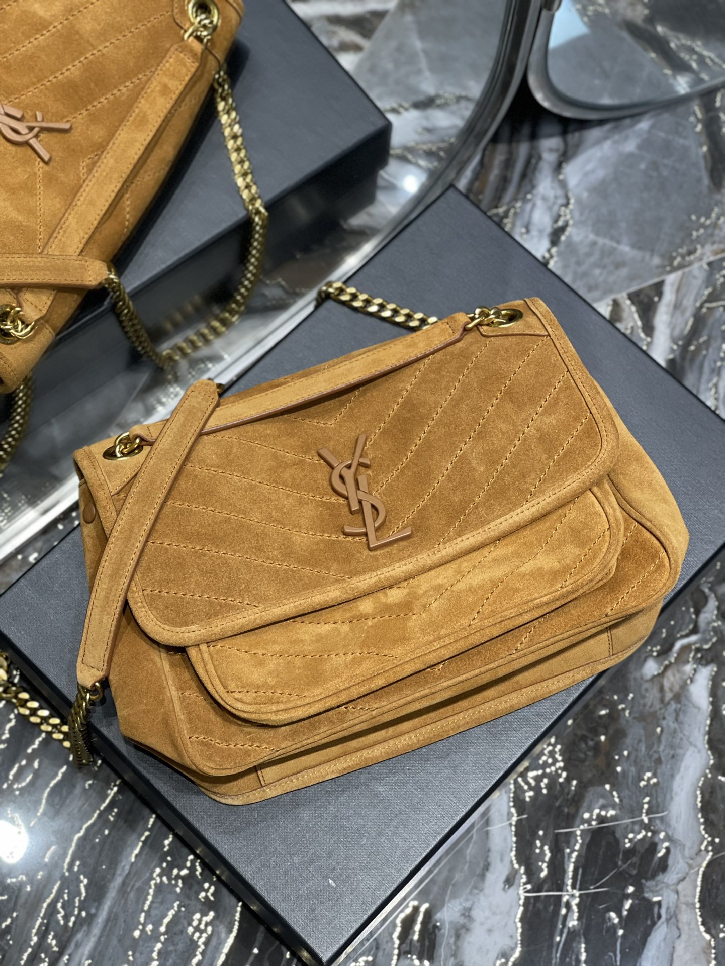 Bagsaaa Y51 Niki Suede Leather Yellow Bag - 28×20×8cm
