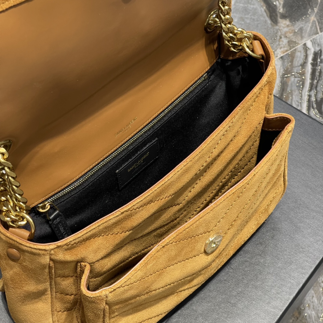 Bagsaaa Y51 Niki Suede Leather Yellow Bag - 28×20×8cm