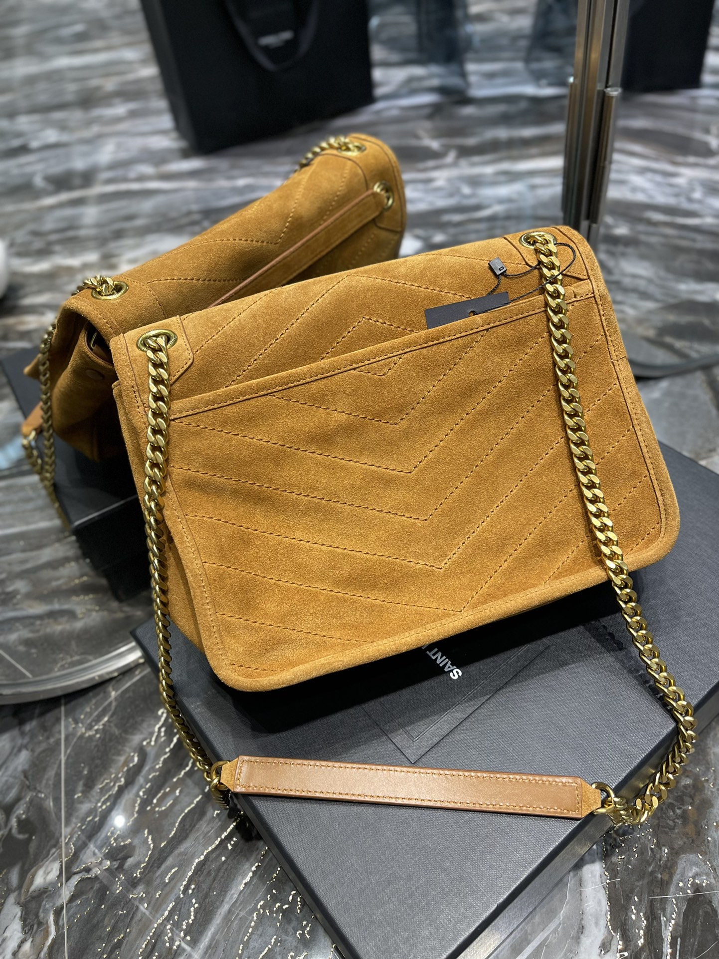 Bagsaaa Y51 Niki Suede Leather Yellow Bag - 28×20×8cm