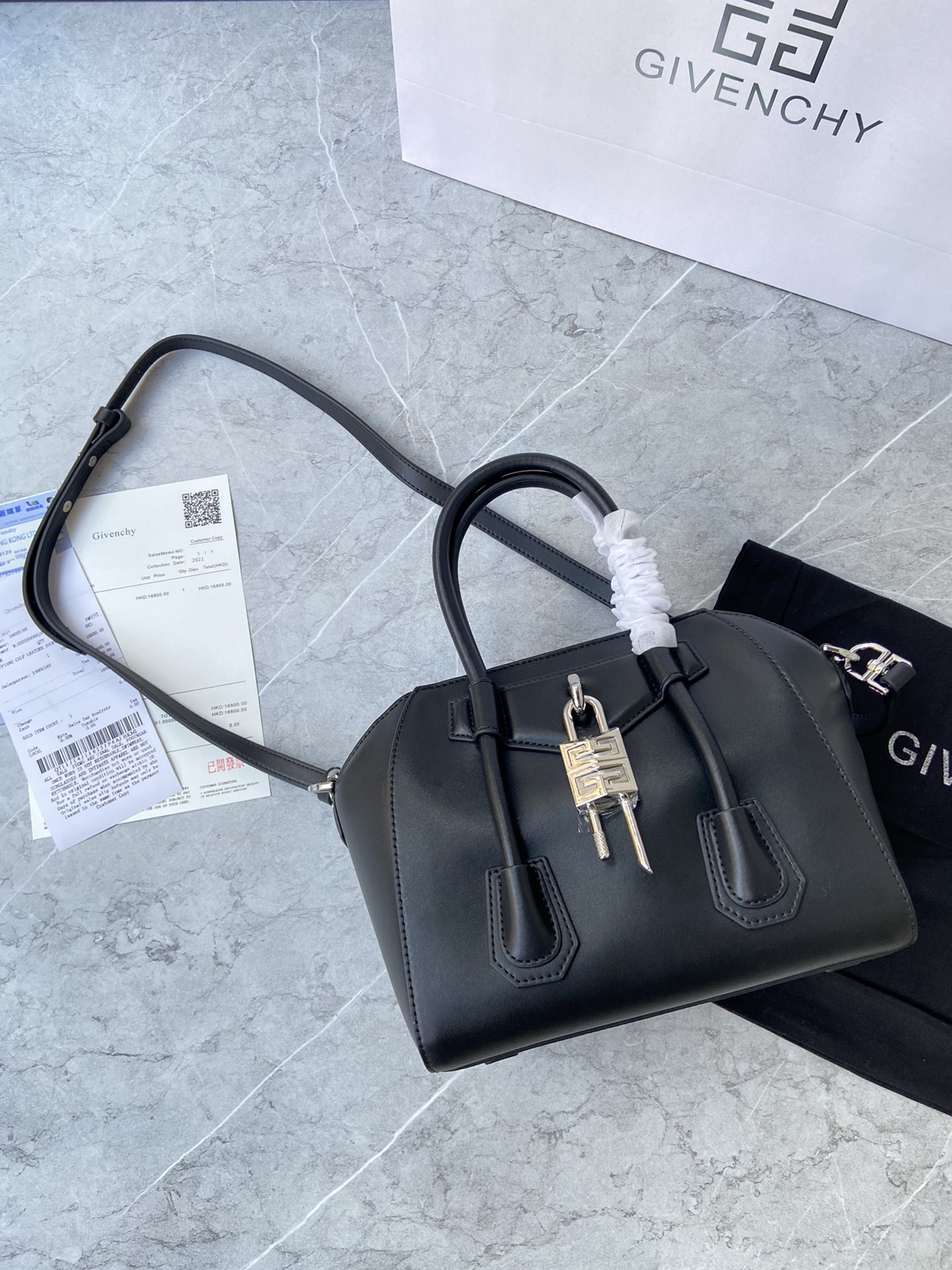 Bagsaaa Givenchy Antigona Lock Tote Bag Black - 23*27*13cm